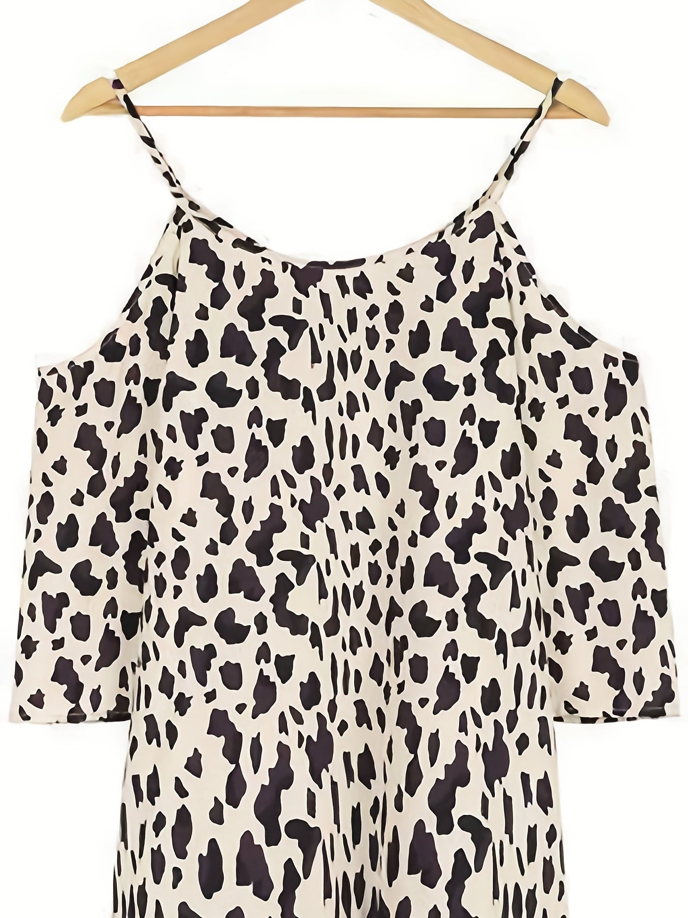Leopard Print Cami Dress, Sexy Drawstring V Neck Ruffle Trim Dress, Women's Clothing