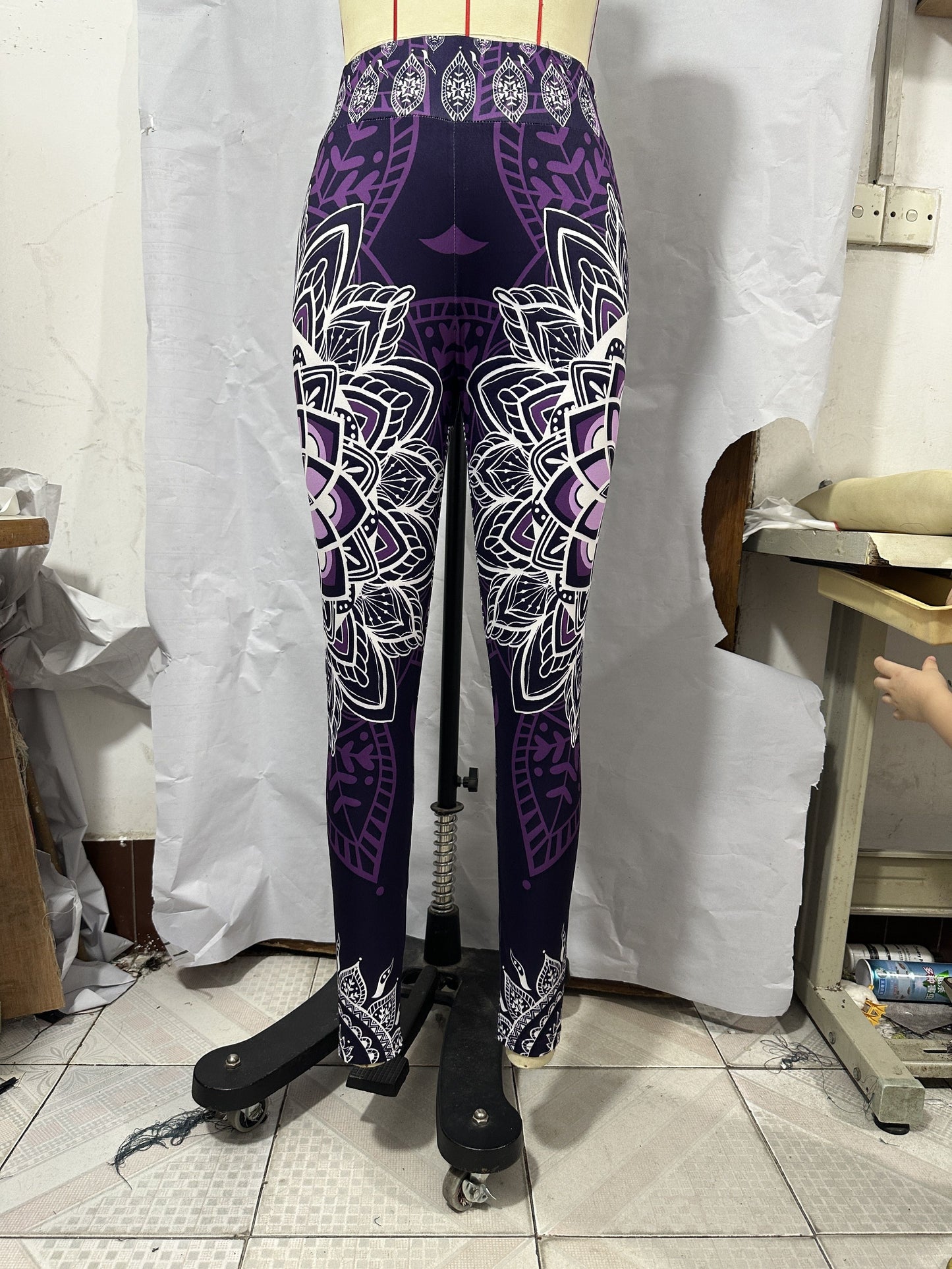 gbolsosEthnic Floral Print Leggings, Sexy High Waist Slim Long Length Leggings, Women's Clothing