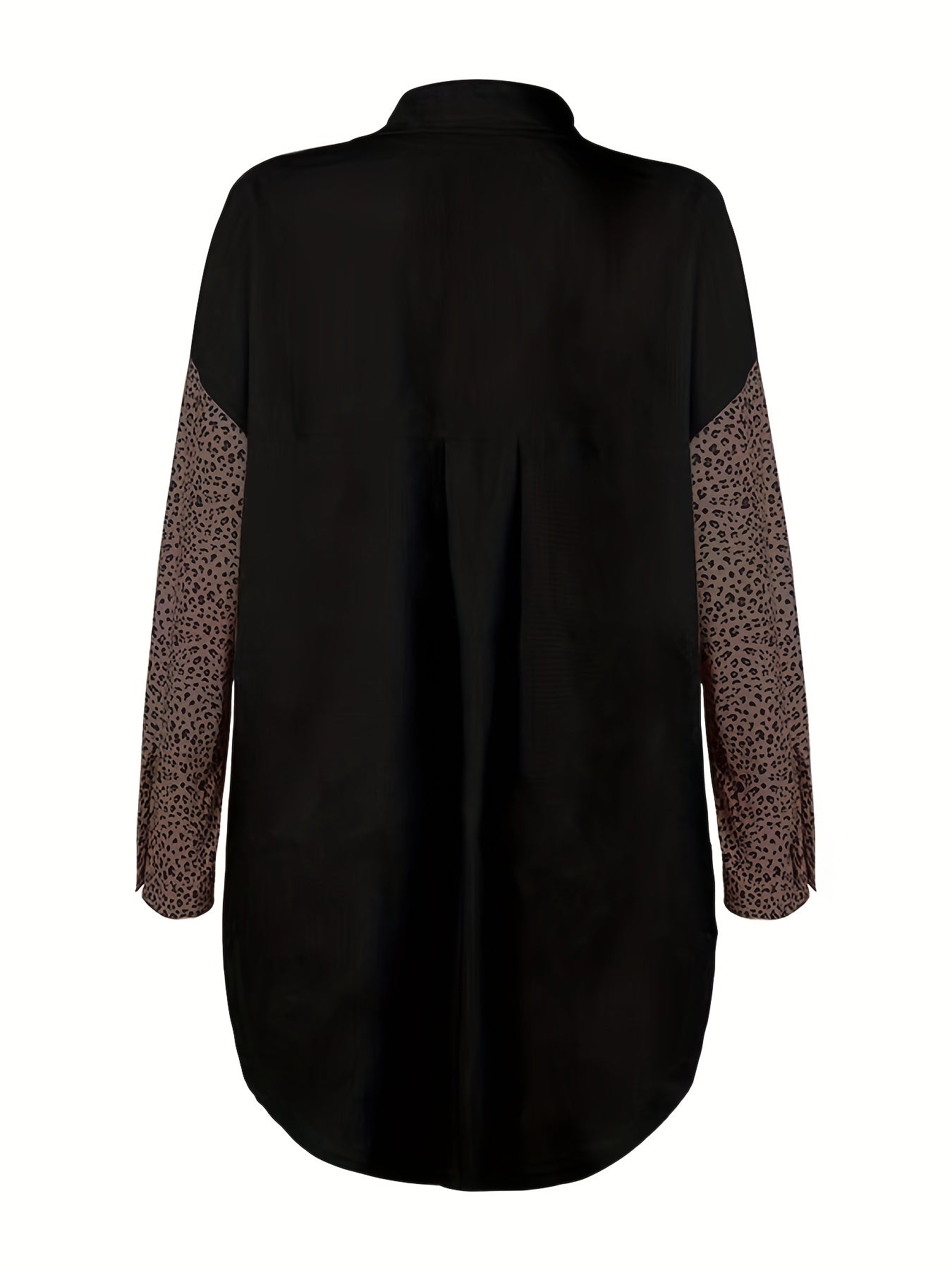gbolsos Leopard Print Drop Shoulder Jacket, Casual Long Sleeve Jacket For Fall & Winter, Women's Clothing