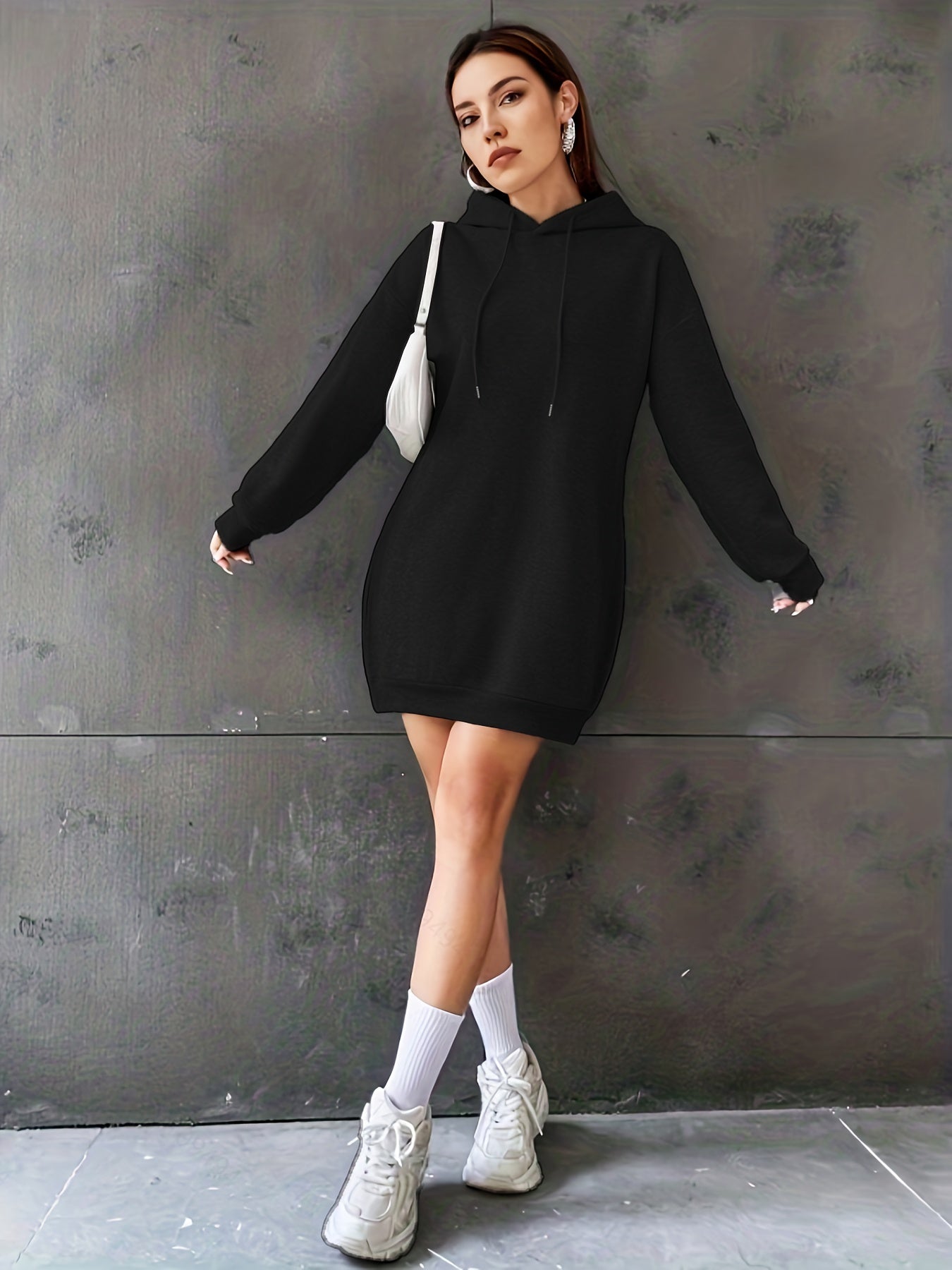 gbolsos Women's Long Length Solid Color Sports Sweatshirt, Hooded Casual Sports Sweatshirts, Women's Sporty Sweatshirts