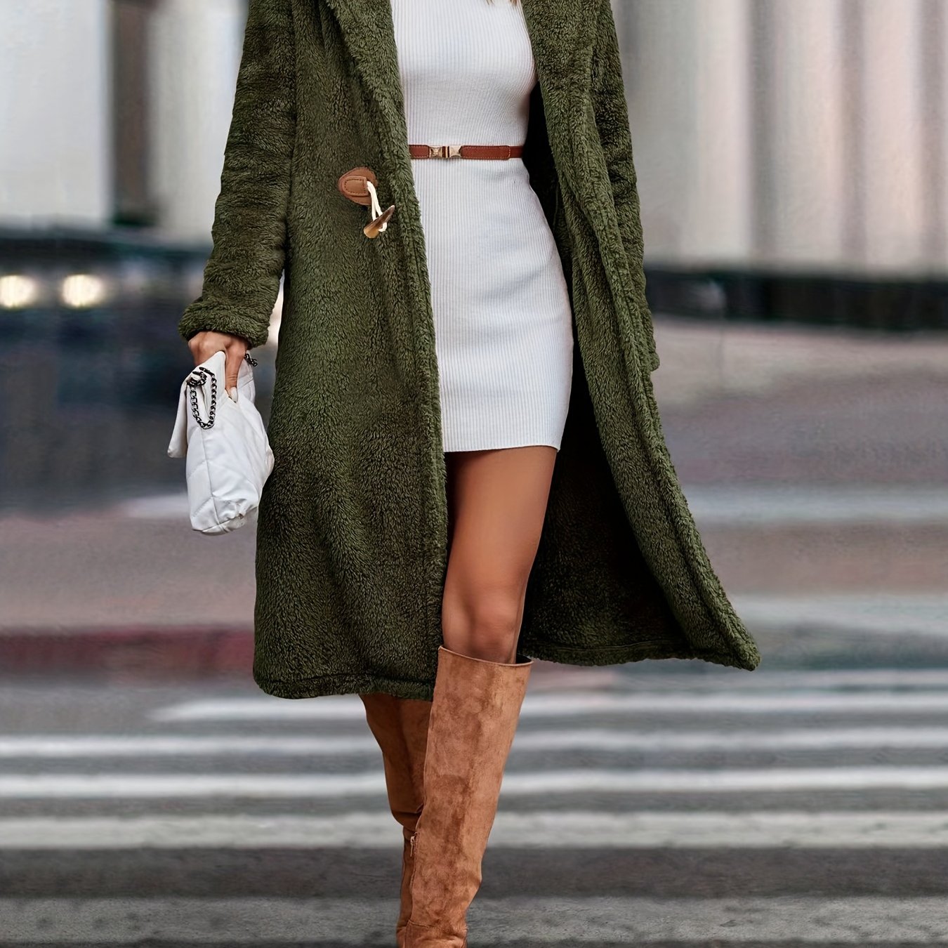 gbolsos Hooded Teddy Coat, Casual Long Length Winter Warm Outerwear, Women's Clothing
