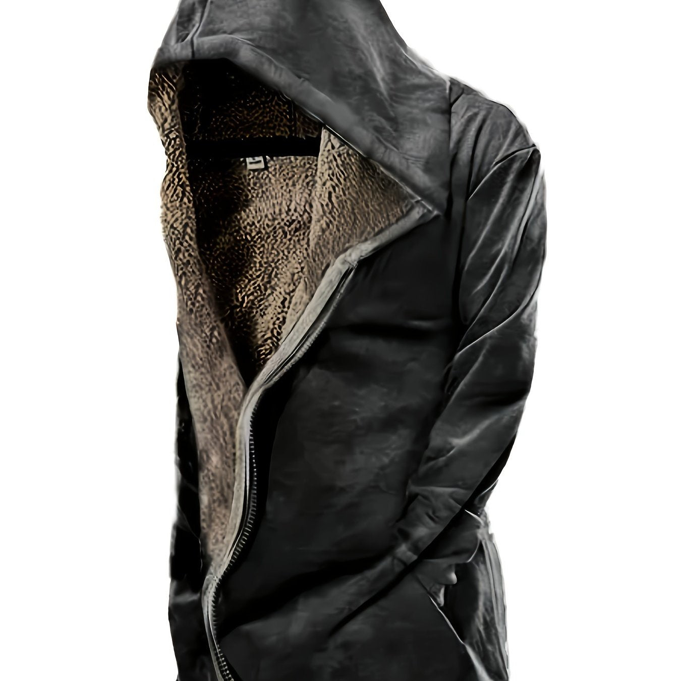 gbolsos Vintage Skull 3D Print, Plus Size Men's Fleece Hooded Jacket, Casual Thermal Jacket