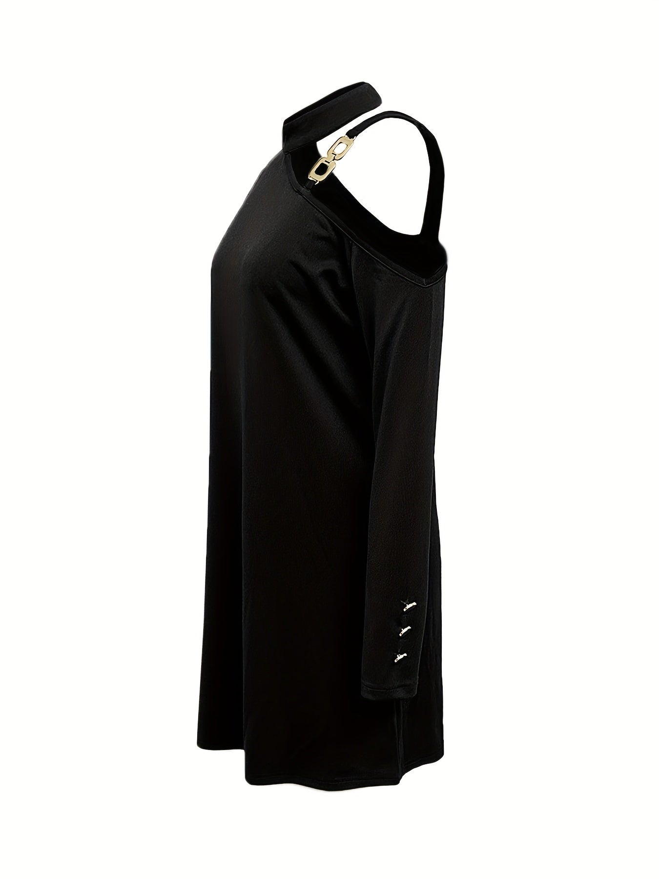 gbolsos Chain Linked Asymmetrical Dress, Casual Long Sleeve Bodycon Dress, Women's Clothing