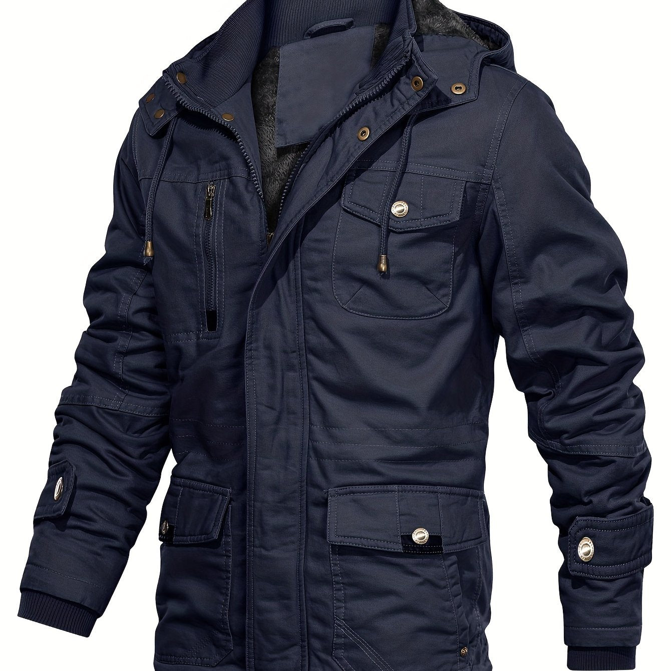gbolsos Men's Hooded Military Tactical Jacket Windbreak Fleece Coat