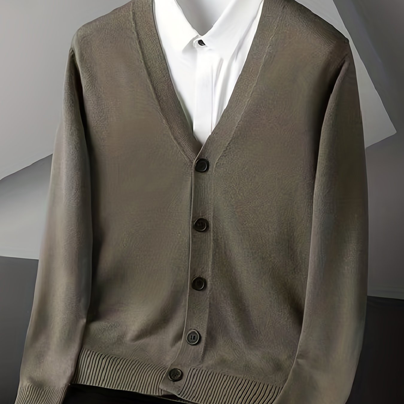 gbolsos Men's V-neck Casual Cardigan, Plain Thermal Regular Fit Knit Sweater For Spring Autumn