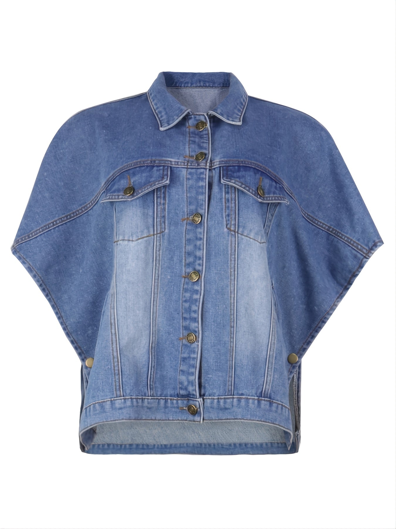 gbolsos Loose Denim Cloak Jackets, Women's Denim Poncho Cloak Cape, Washed Blue Denim Jackets, Denim Vest