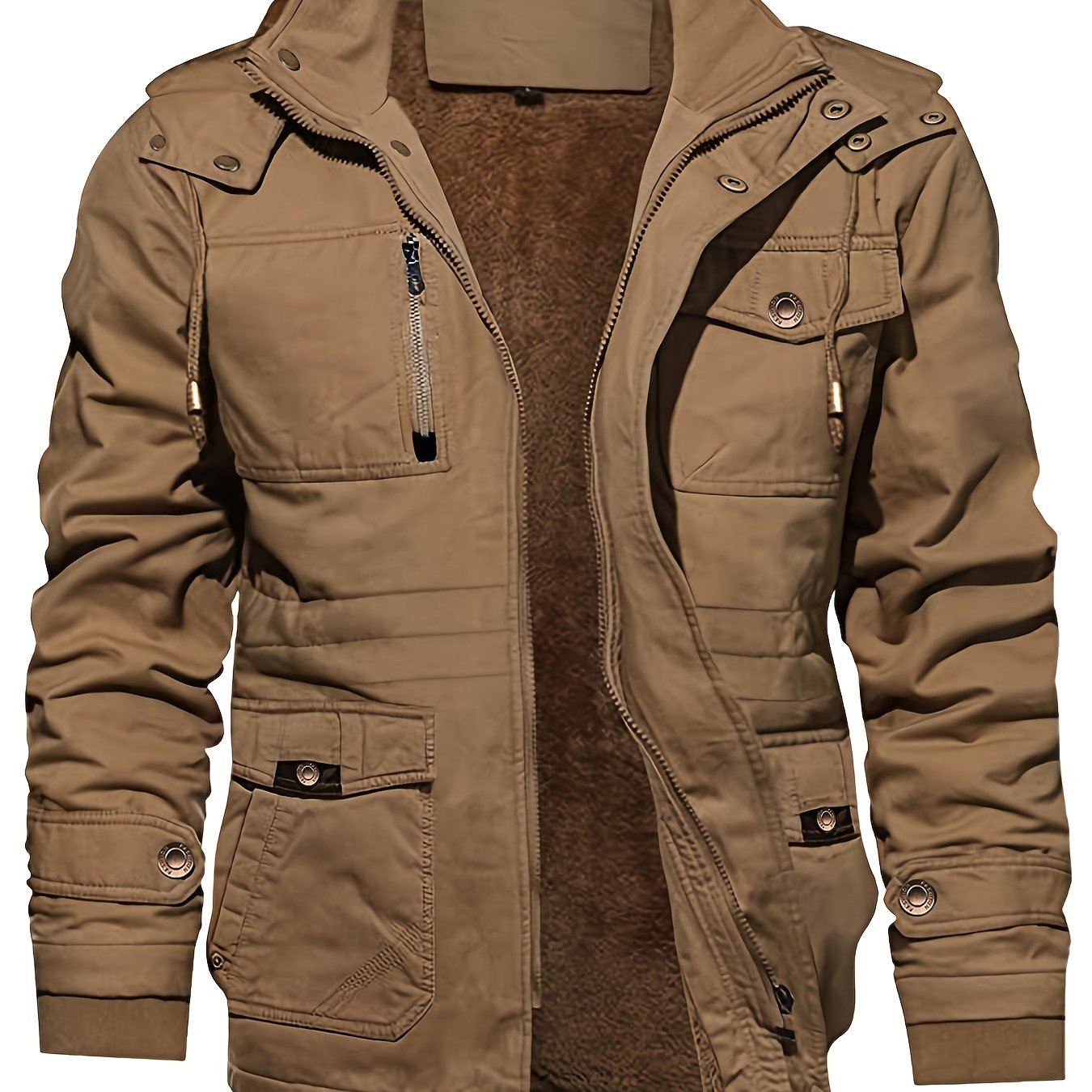 gbolsos Men's Hooded Military Tactical Jacket Windbreak Fleece Coat