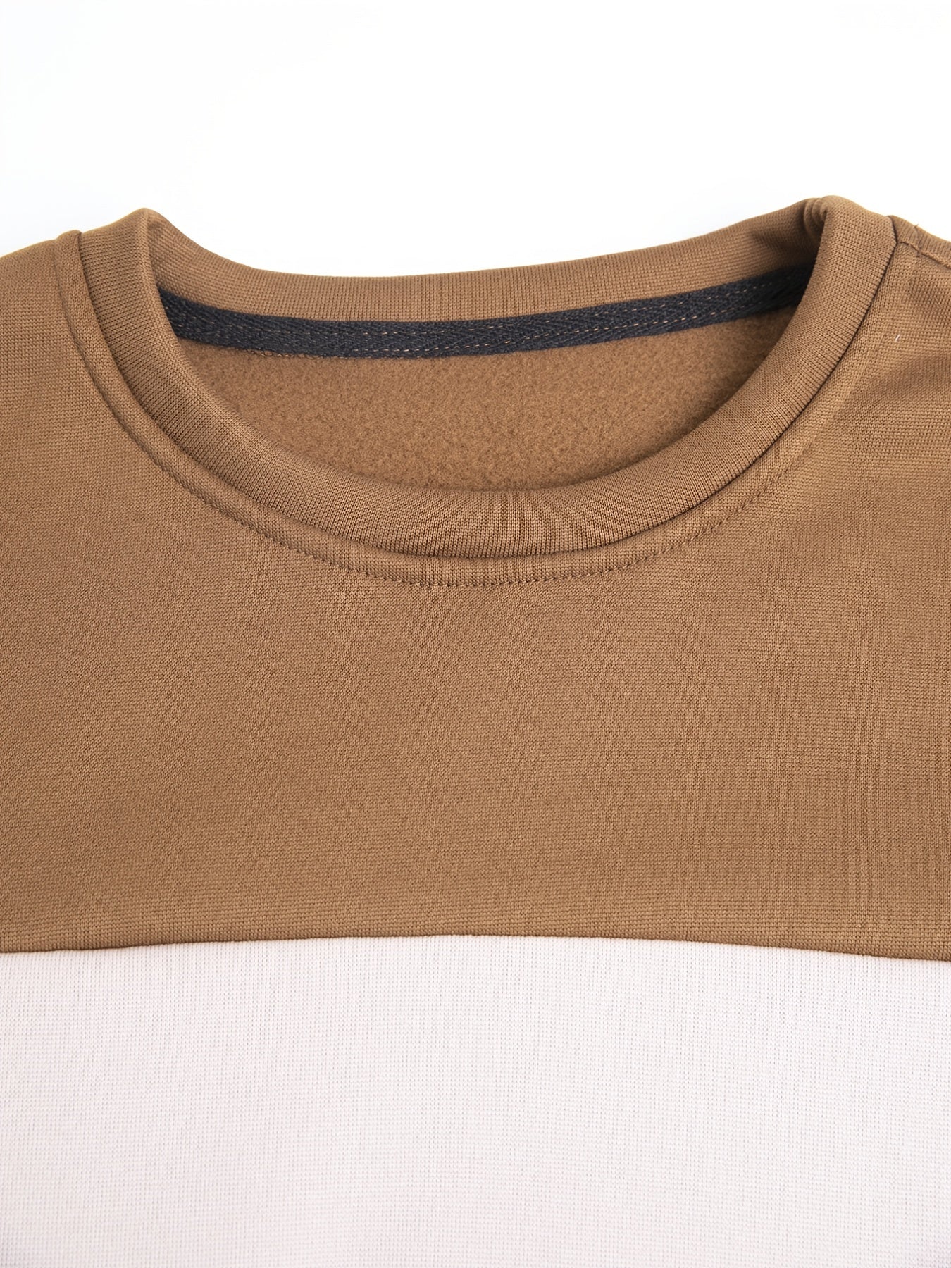 gbolsos Men's Contrasting Color Casual Round Neck Pullover Sweatshirt