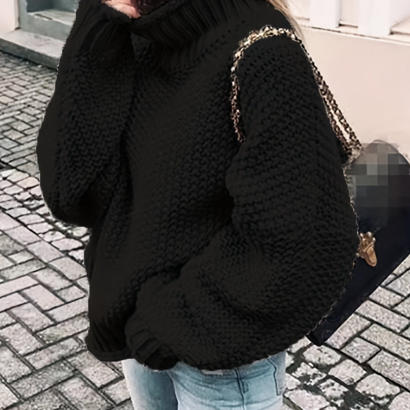 gbolsos Solid Turtle Neck Pullover Sweater, Casual Long Sleeve Sweater For Fall & Winter, Women's Clothing