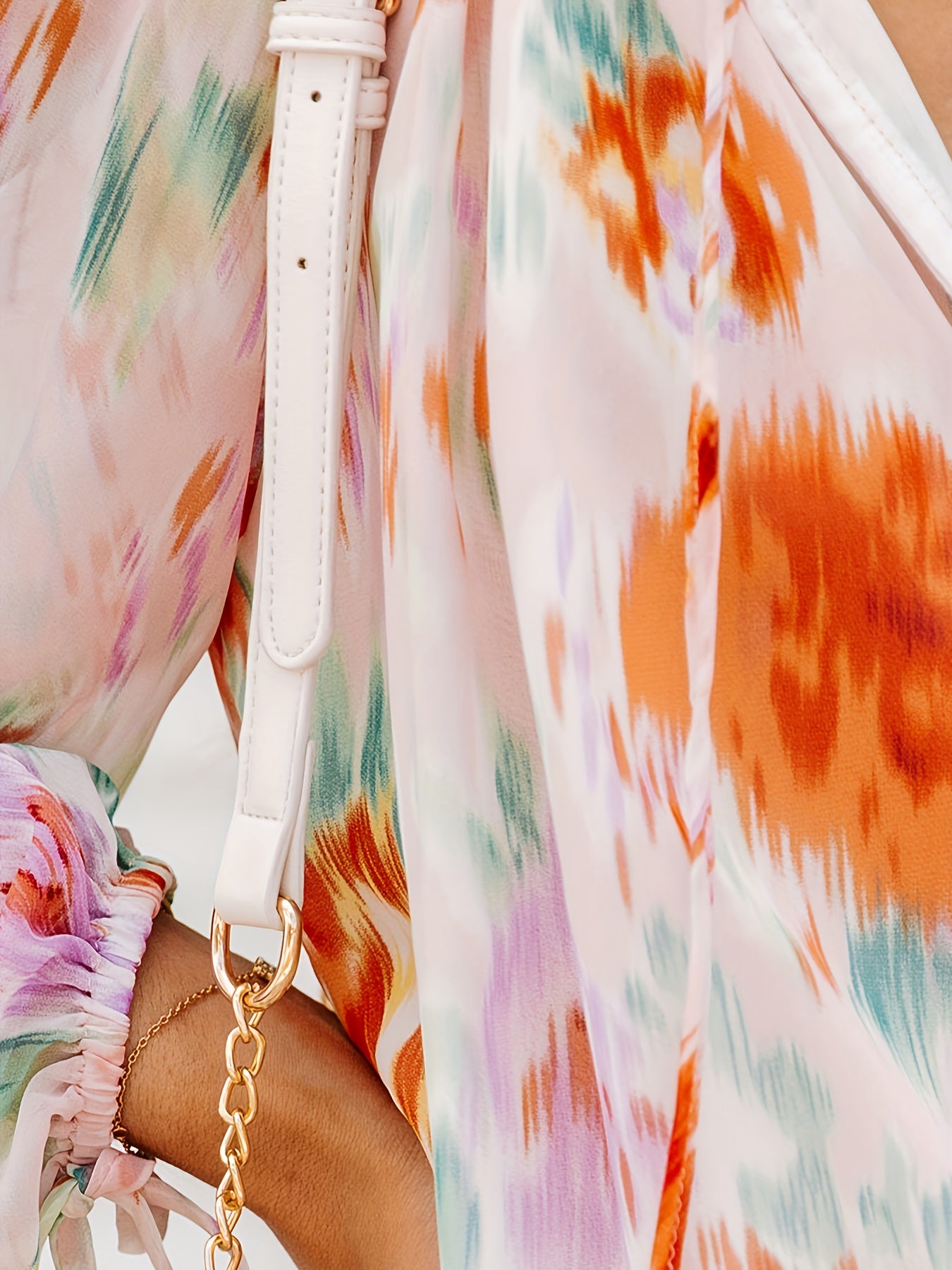 gbolsos Tie Dye Print Blouse, Casual V Neck Tie Front Long Sleeve Blouse, Women's Clothing