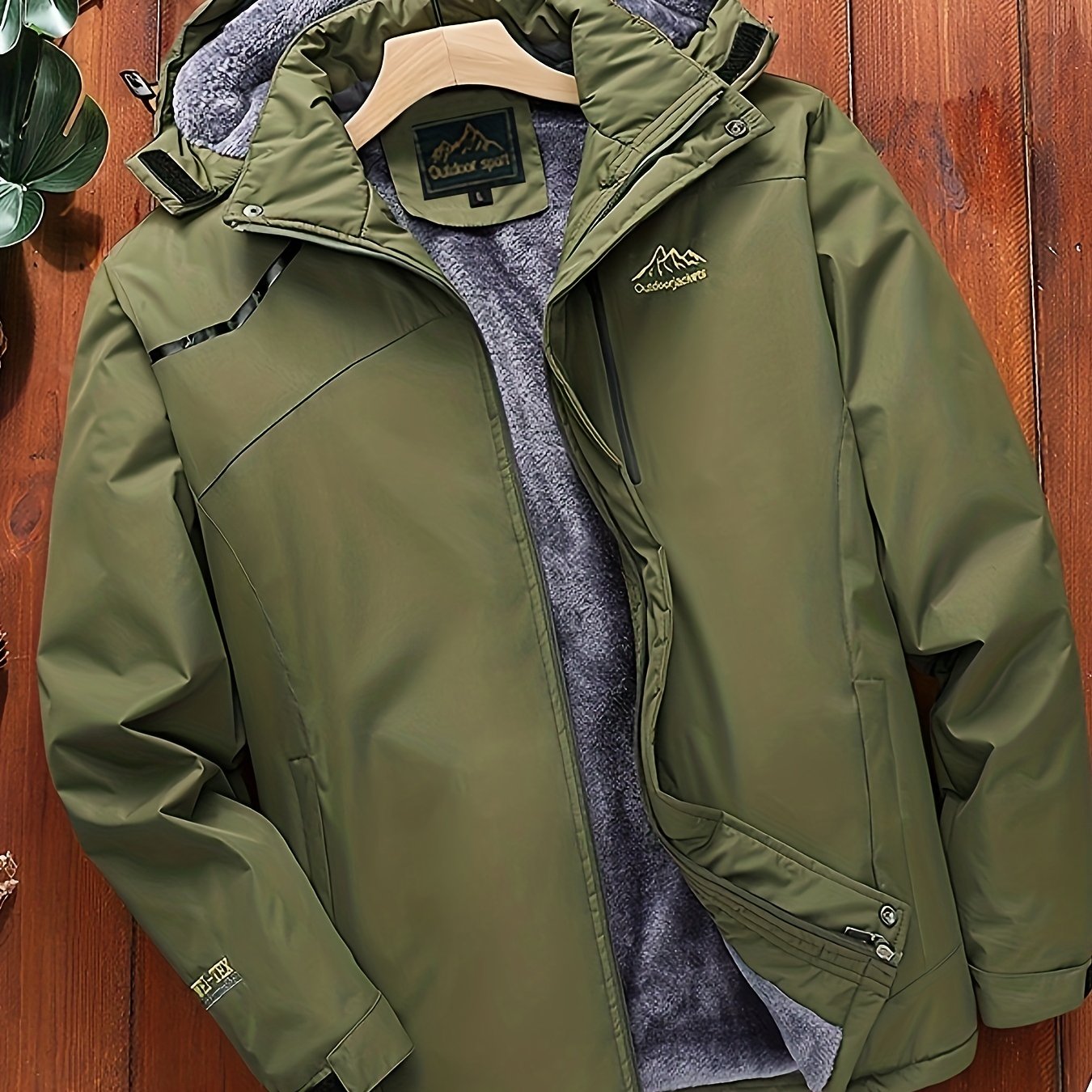 gbolsos Men's Fleece Zip Up Hooded Jacket, Casual Sports Trench Coat