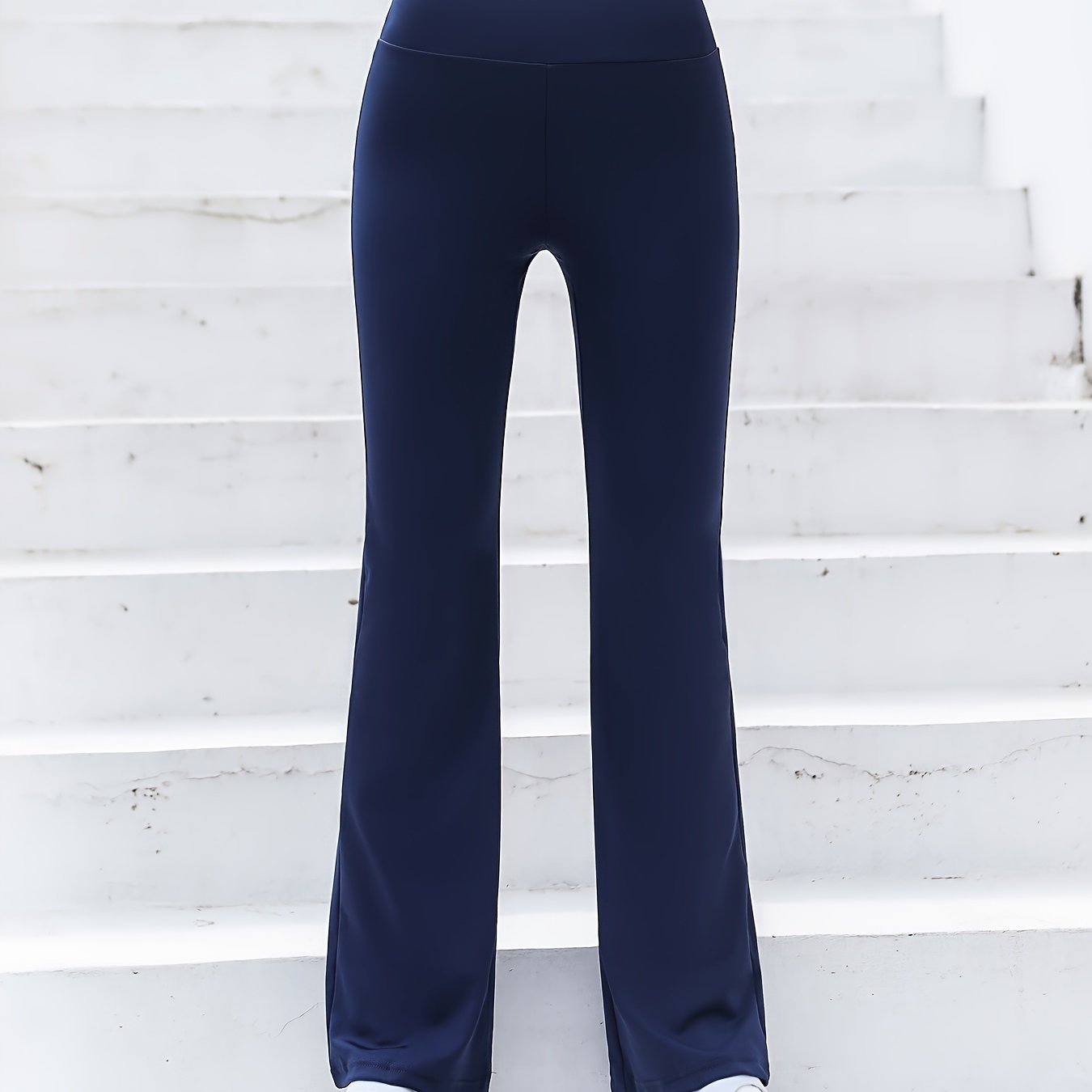 gbolsos Women's Solid Color Flared Pants, High Waist Workout Casual Tummy Control Flared Bootcut Leggings, Women's Activewear