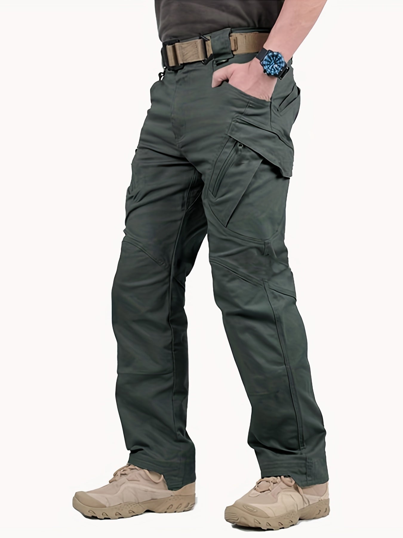 gbolsos Men's Outdoor Multi Functional Tactical Pants, Multi Pocket Outdoor Hiking Waterproof Sweatpants, Wear Resistant Cargo Pants