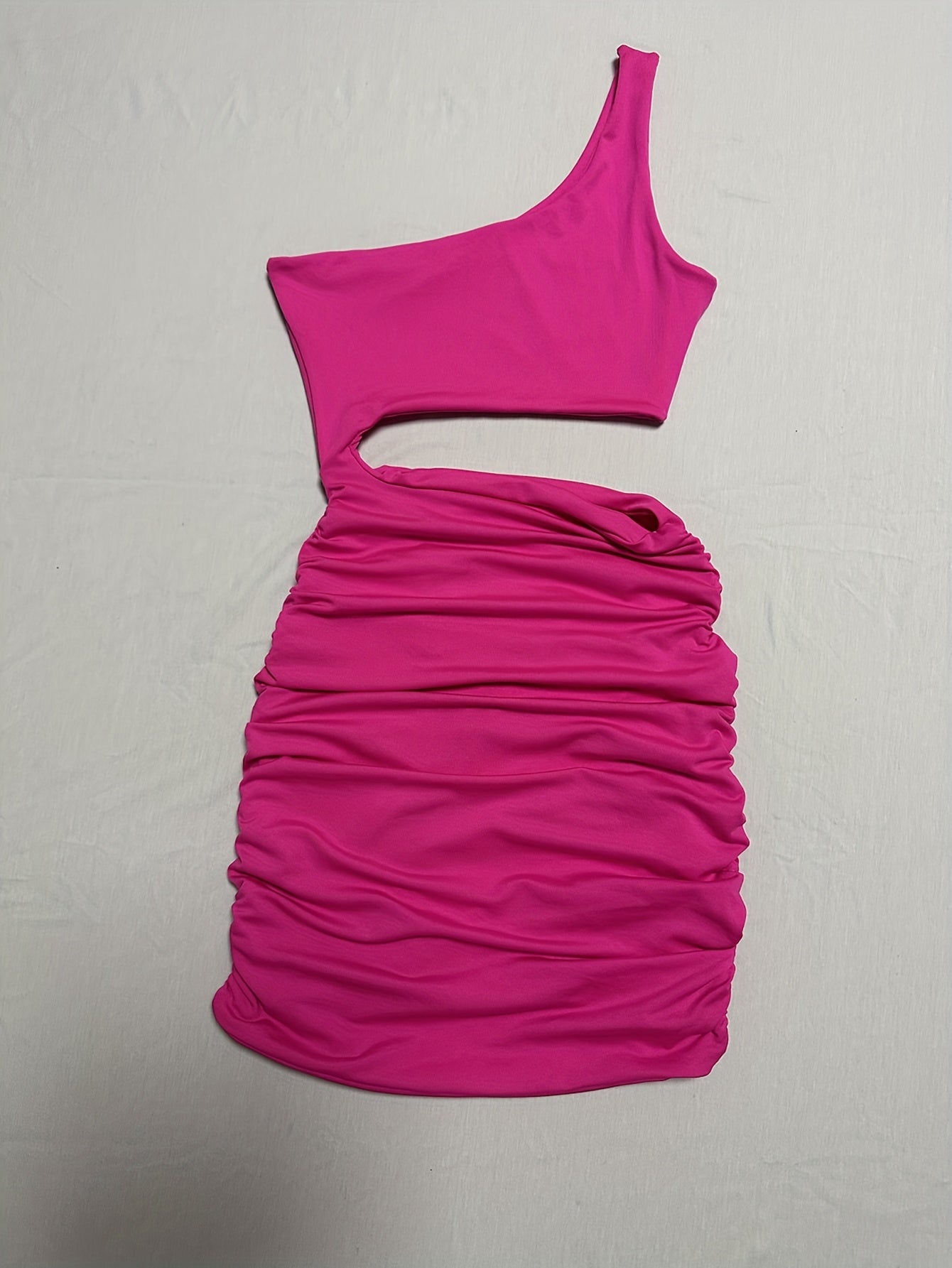 gbolsos One Shoulder Bodycon Dress, Sexy Cut Out Ruched Sleeveless Dress, Women's Clothing