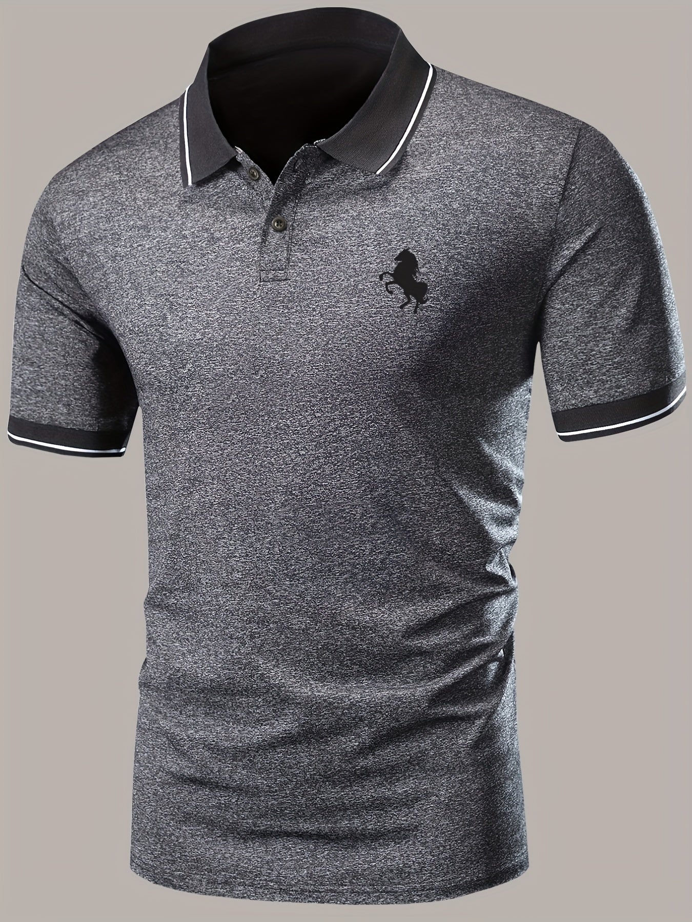 Men's Lapel Polo Shirt Short Sleeve Casual Slight Stretch Button Regular Summer Wear