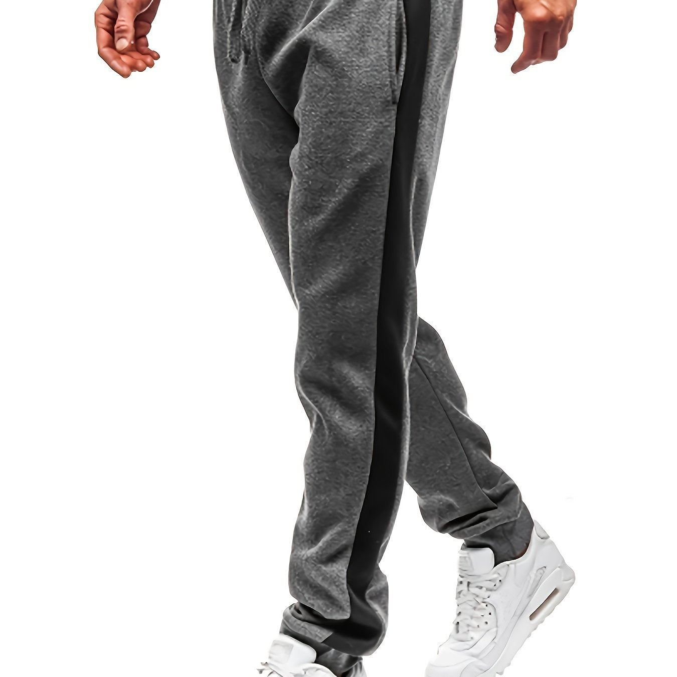 gbolsos Men's Color Block Drawstring Sweatpants, Elastic Waist Active Pants Jogger Pants Men's Clothes Fall Winter Bottoms