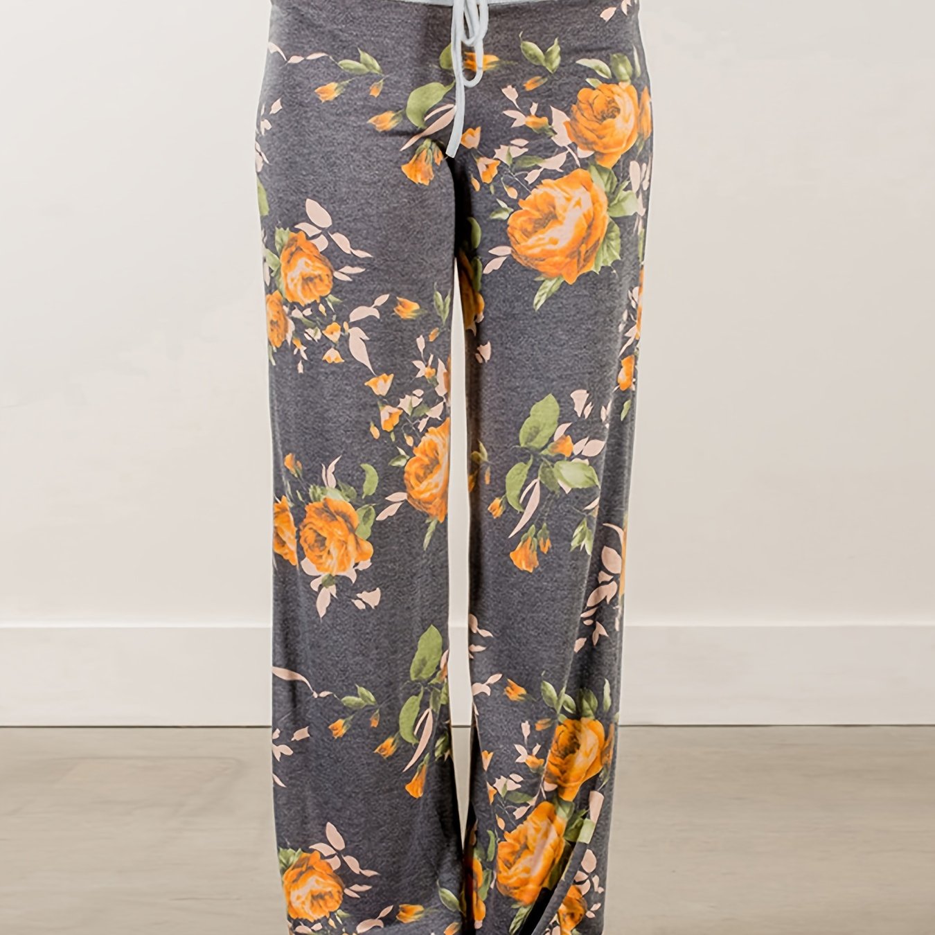 Loose Wide Leg Pants, Casual Yoga Low Waist Solid Floral Print Summer Comfy Pants, Women's Clothing