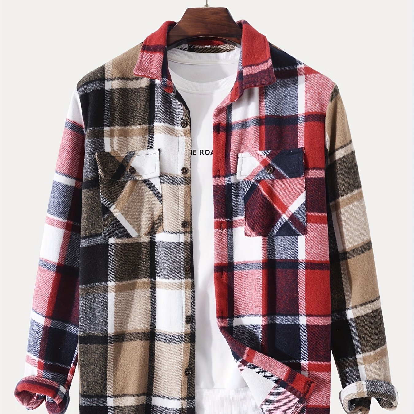 gbolsos Men's Classic Plaid Shirt Top Turn-Down Collar Long Sleeve Closure Regular Fit Male Casual Shirt For Daily