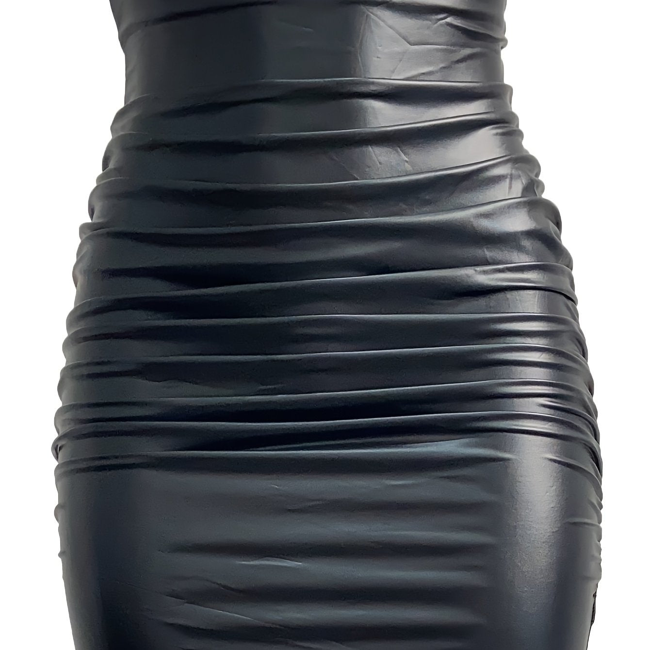Ruched PU Leather Bodycon Skirt, Sexy High Waist Skirt For Nightclub, Women's Clothing