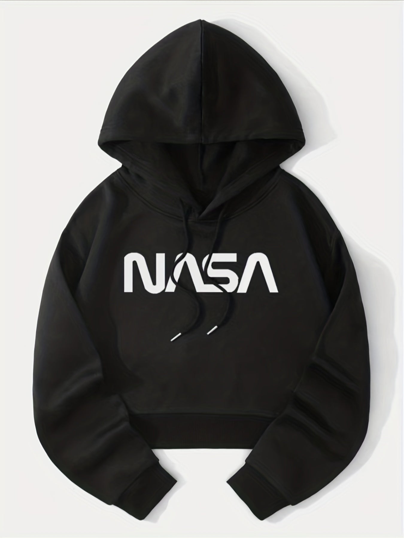 gbolsosLetter Graphic Drop Shoulder Drawstring Crop Hoodie, Casual Sports Long Sleeve Active Sweatshirt, Women's Activewear