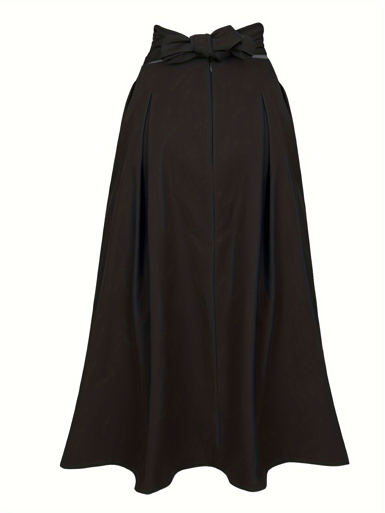 gbolsos Solid Color High Waist Skirt, Casual Bow Front Skirt For Spring & Fall, Women's Clothing