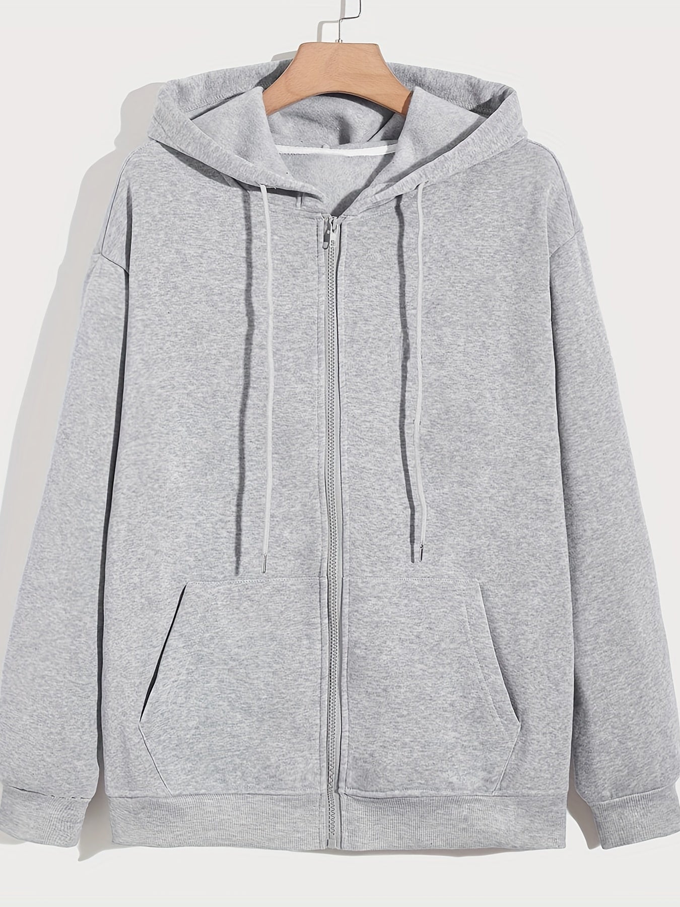 Zip Up Drawstring Hoodie, Pocket Casual Hooded Sweatshirt For Winter & Fall, Women's Clothing