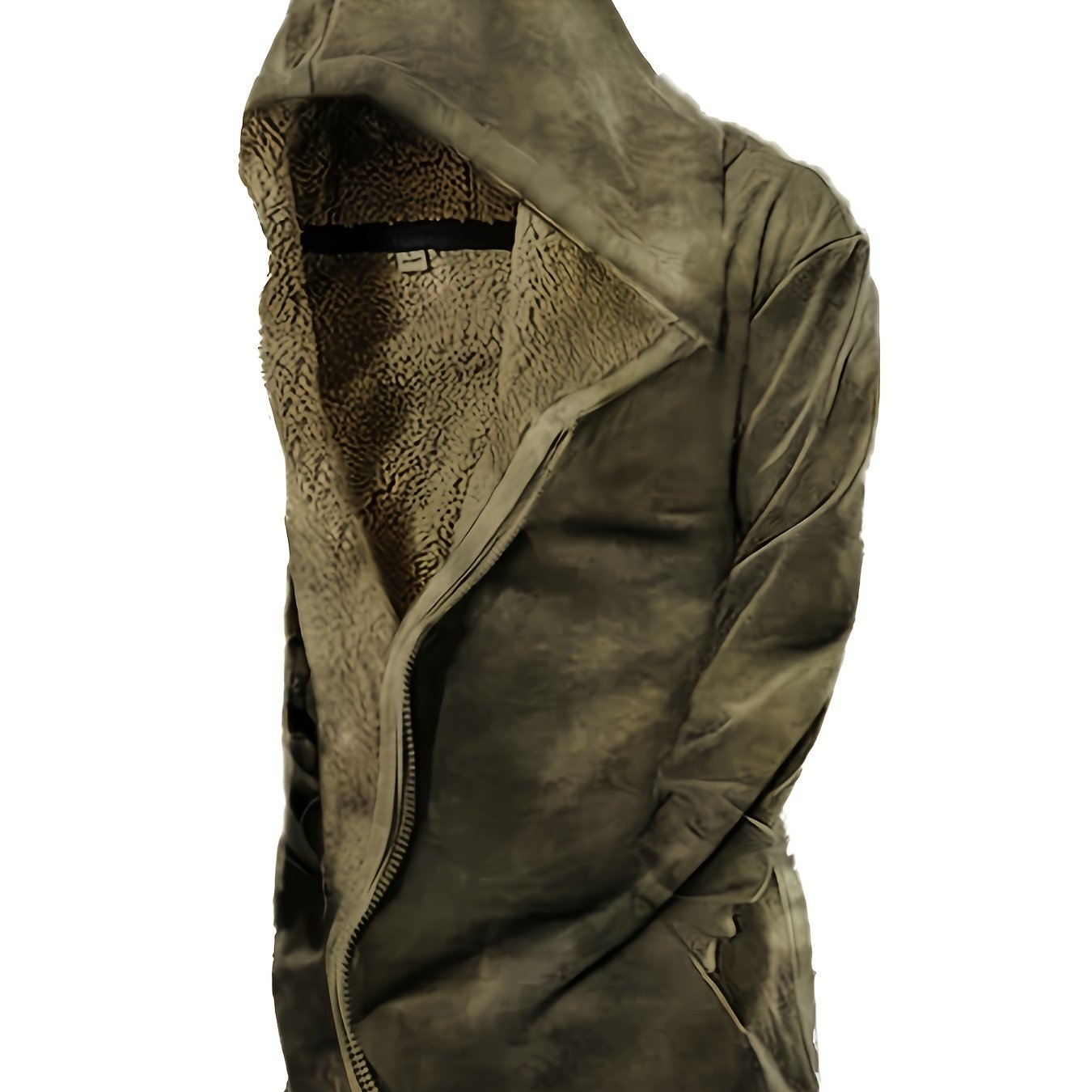 gbolsos Vintage Skull 3D Print, Plus Size Men's Fleece Hooded Jacket, Casual Thermal Jacket