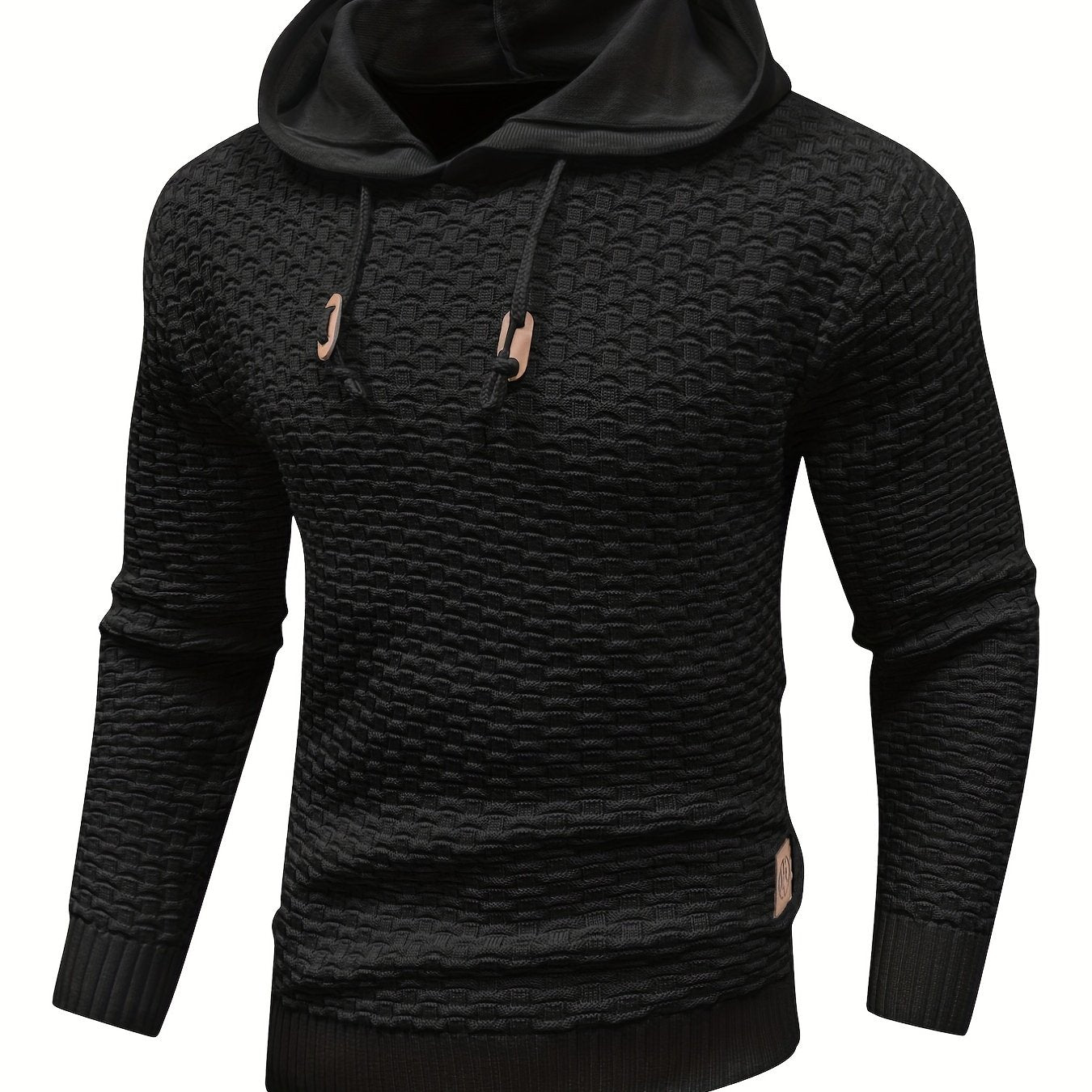 gbolsos Men's Solid Slim Fit Hooded Sweater For Spring & Autumn, Knit Pullover Sweater, Plus Size