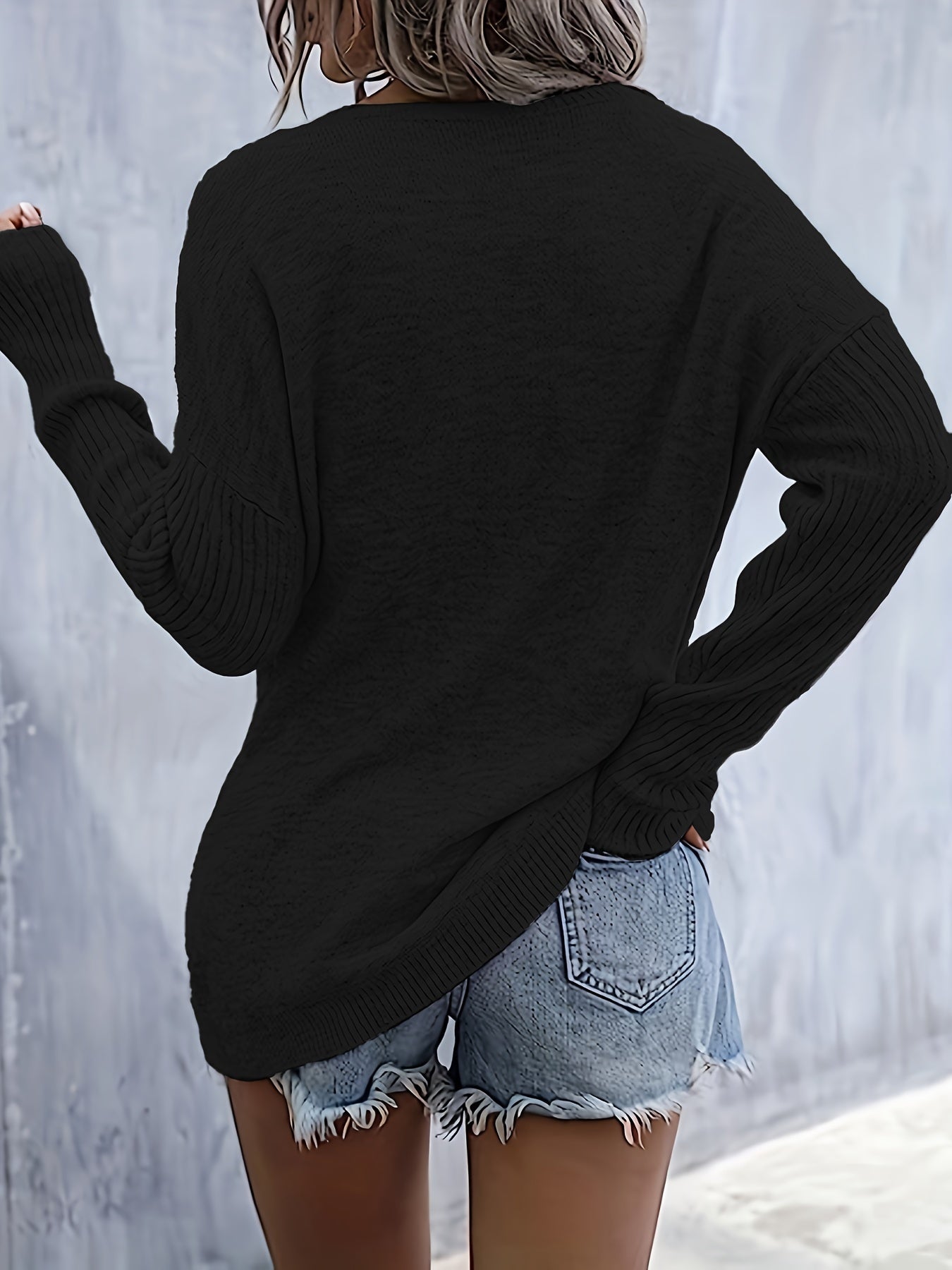 gbolsos Star Pattern Crew Neck Pullover Sweater, Casual Long Sleeve Sweater For Fall & Winter, Women's Clothing
