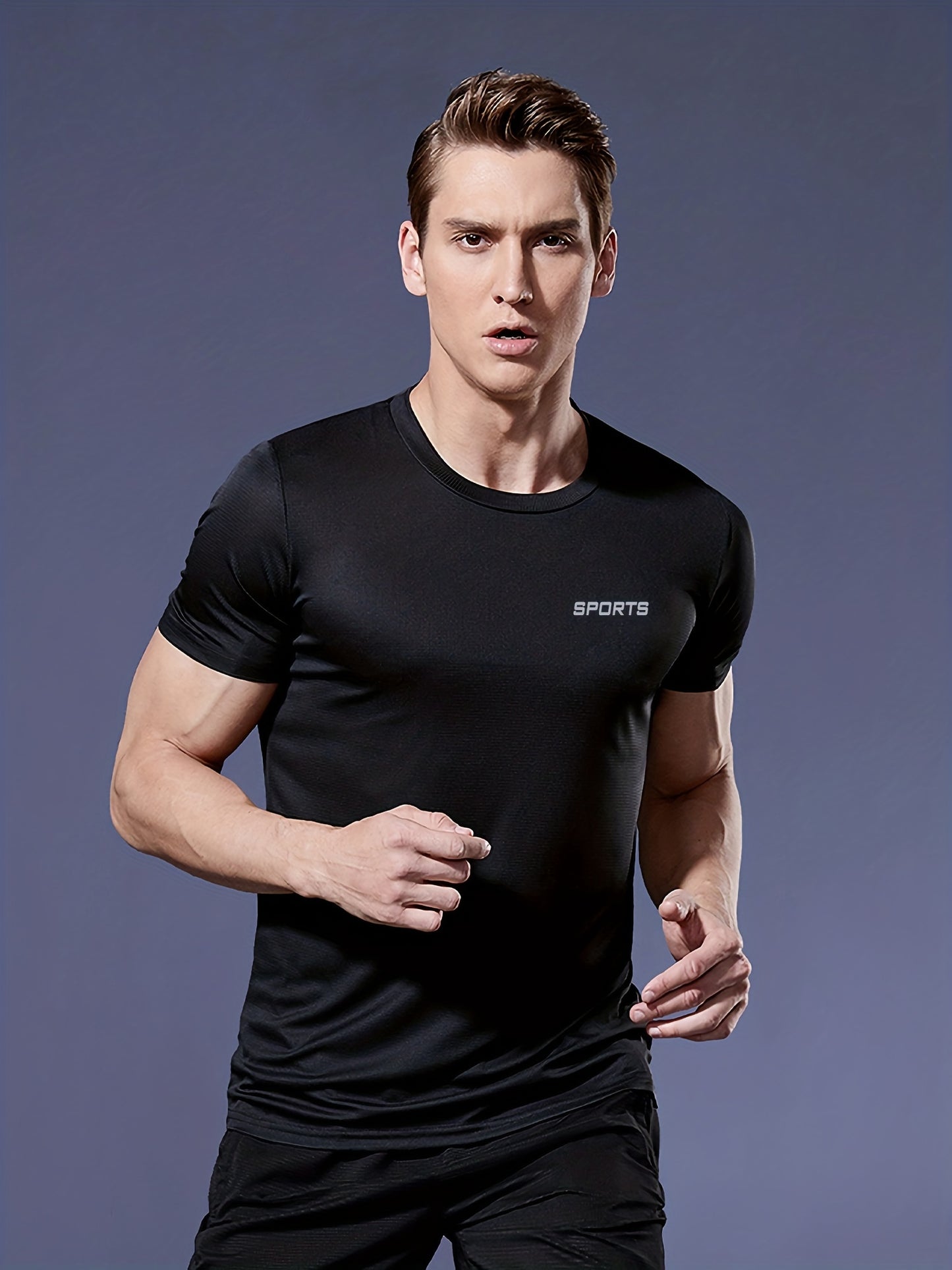 gbolsos Men's Solid Color Ultralight Quick Dry Sport T-Shirt, Breathable Lightweight Top For Fitness Training Workout Running Gym