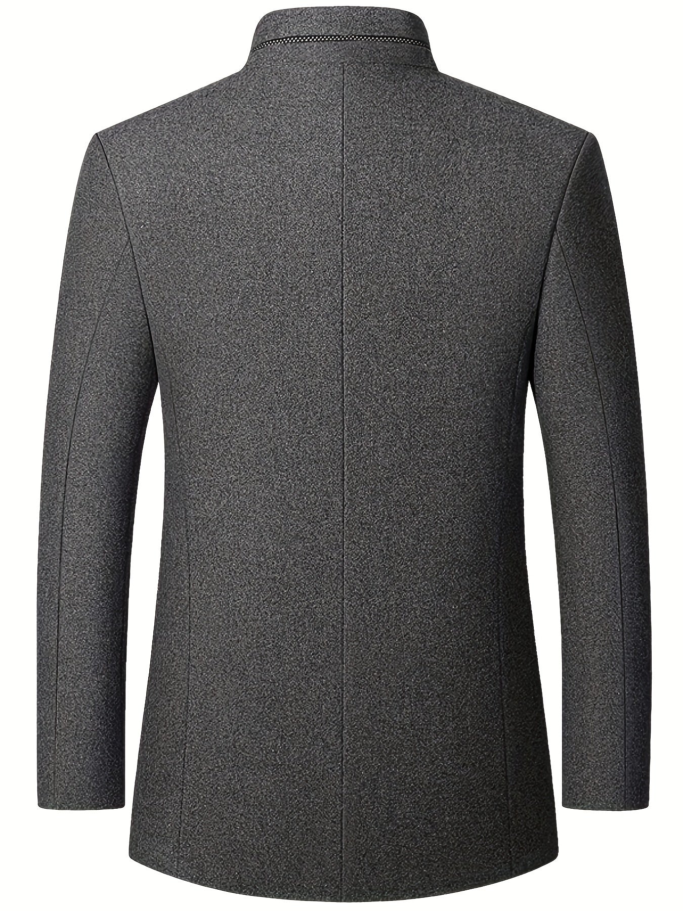 gbolsos Warm Wool Blend Jacket Coat, Men's Casual Stand Collar One Breasted Jacket For Fall Winter, Father's Gift