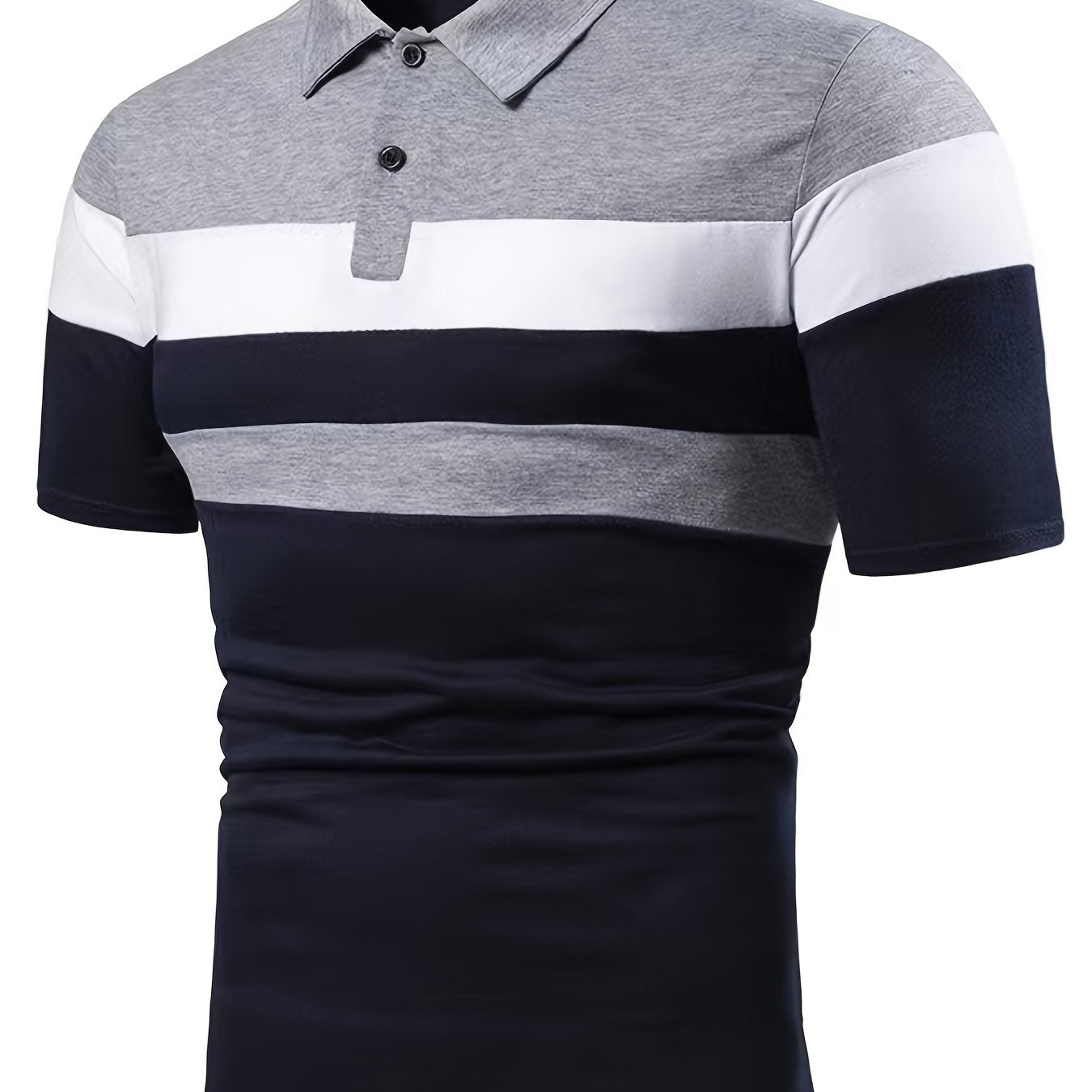 Men's Stripes Summer Polo Shirt Casual Slim Color Block Short Sleeve Shirts Vintage Breathable Patchwork T Shirts