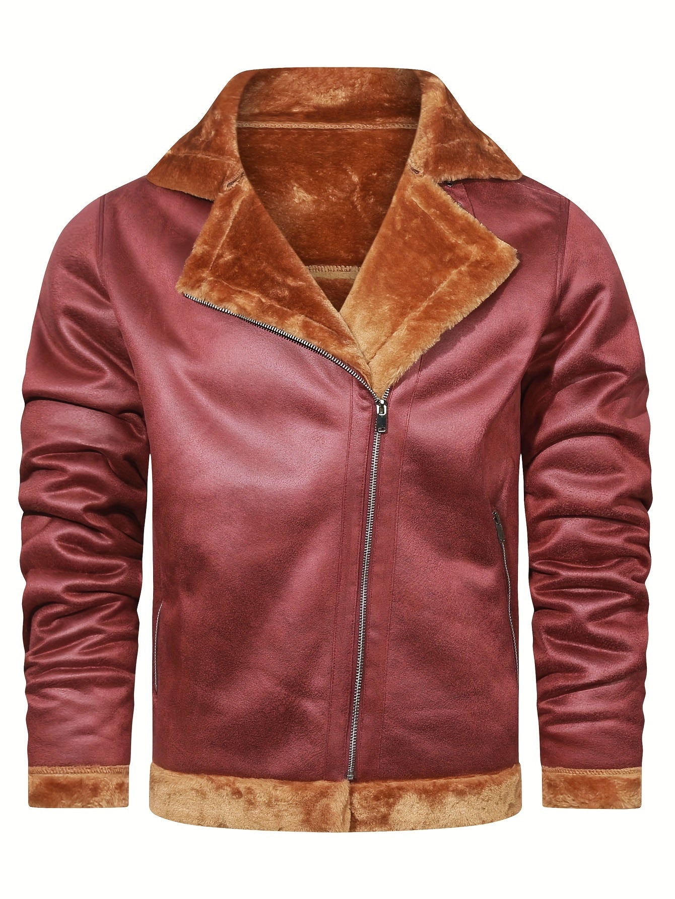 gbolsos Men's Pu Jacket, Chic Faux Leather Jacket For Fall Winter