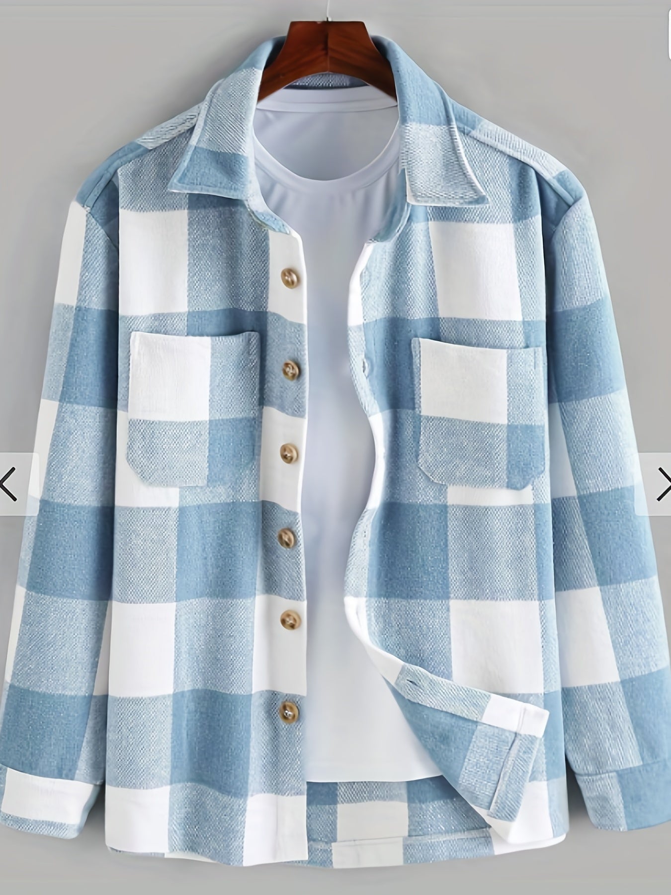 gbolsos Men's Fashion Plaid Print Shirt Jacket Long Sleeve Shirt Casual Oversized Tops For Spring/autumn, Men's Clothing