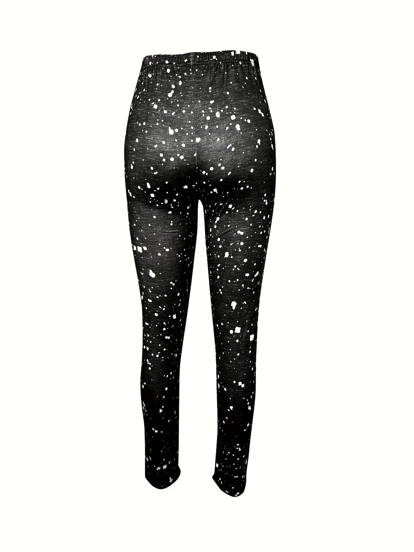 gbolsos Christmas Santa Claus Print Skinny Leggings, Casual Elastic Waist Stretchy Leggings, Women's Clothing