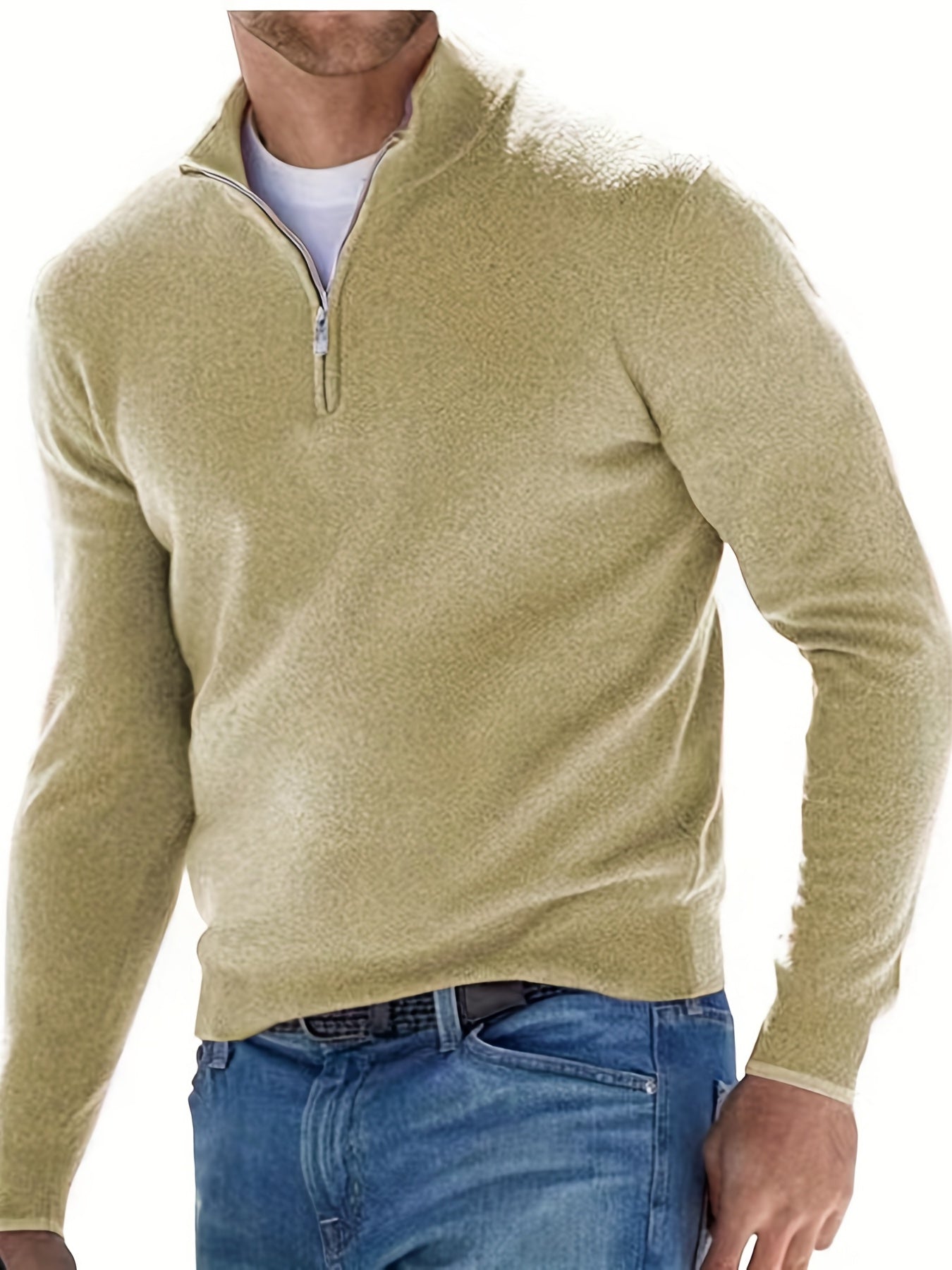 gbolsos Fleece Long Sleeves Zipper Stand Collar Pullover Thermal Underwear Tops, Men's Casual Top Polo Shirts