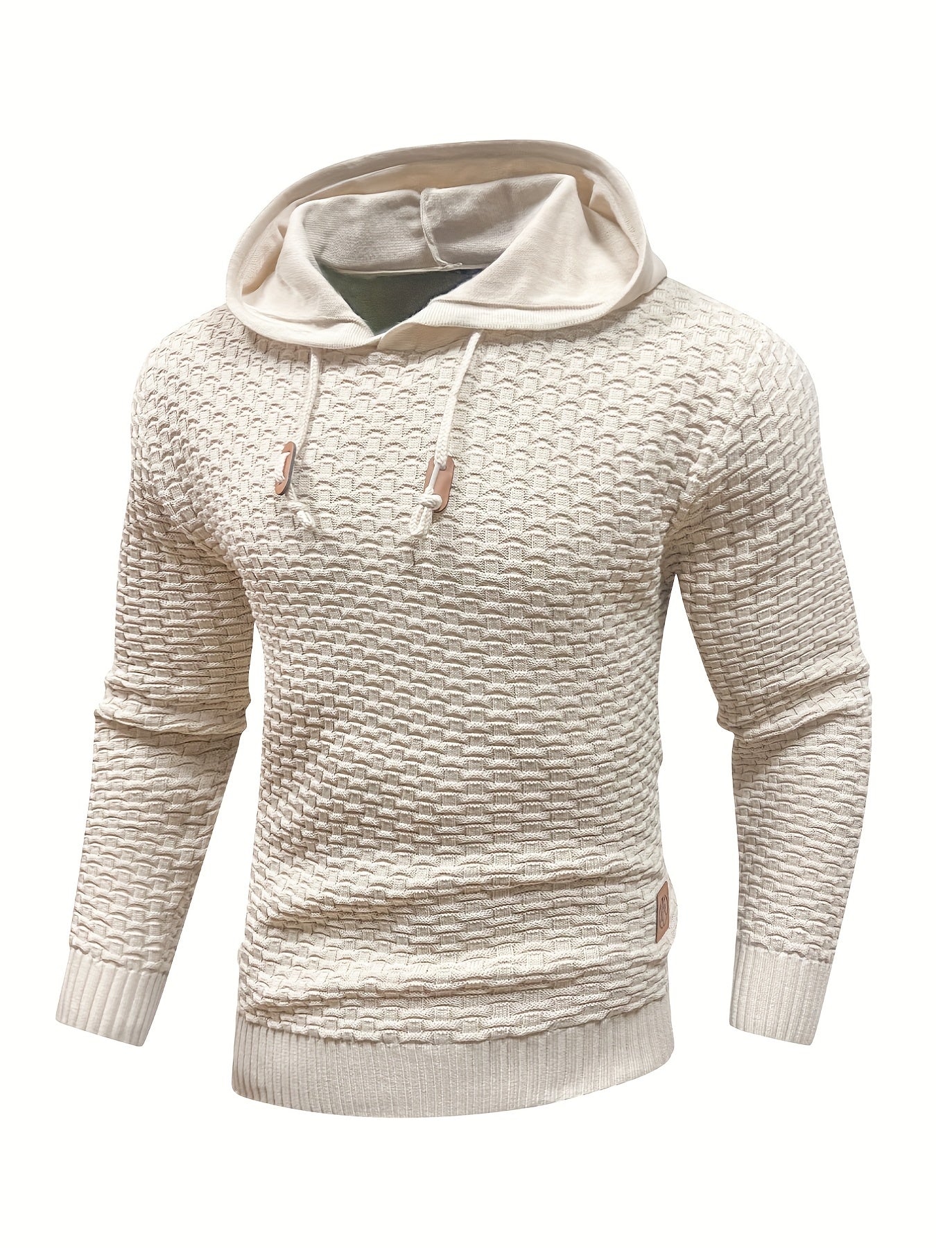 gbolsos Men's Solid Slim Fit Hooded Sweater For Spring & Autumn, Knit Pullover Sweater, Plus Size
