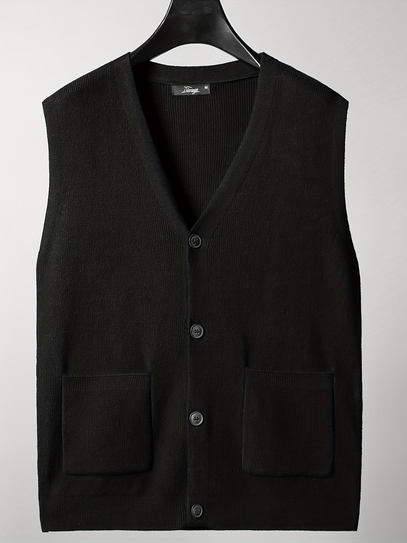 gbolsos Loose Fit High Stretch Cardigan Vest, Men's Casual Vintage Style V Neck Button Up Cardigan Vest For Fall Winter