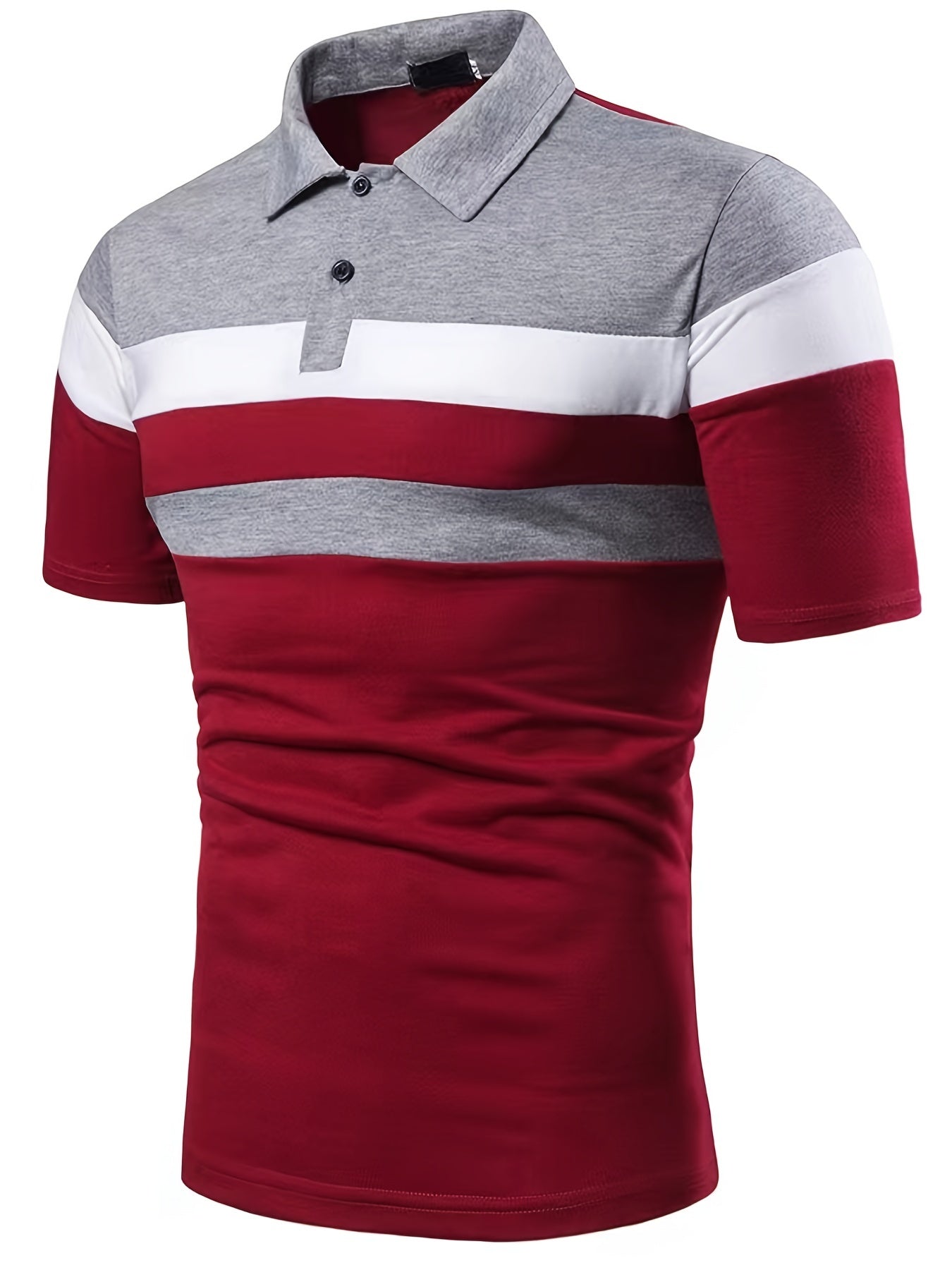 Men's Stripes Summer Polo Shirt Casual Slim Color Block Short Sleeve Shirts Vintage Breathable Patchwork T Shirts