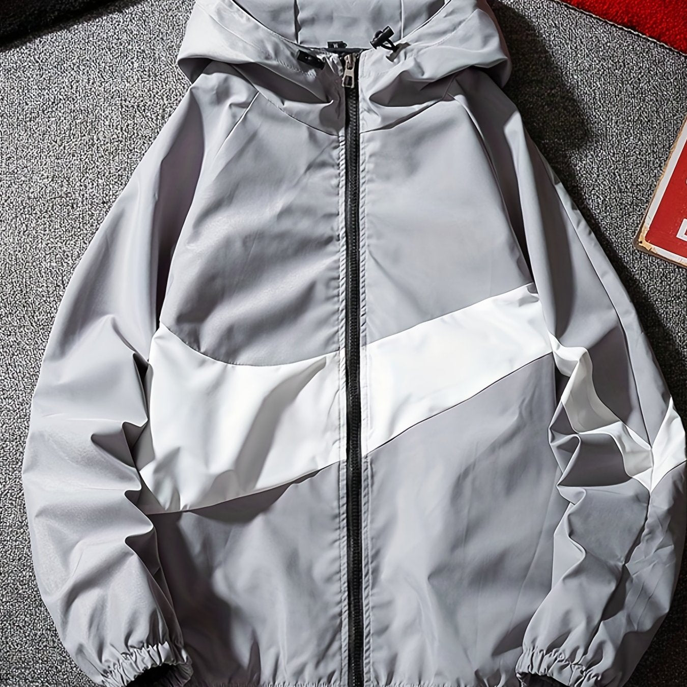 gbolsos Trendy Hooded Jacket, Men's Casual Full Zip Up Sports Jacket Coat College Hipster Windbreaker For Spring Autumn Men Teenager Student