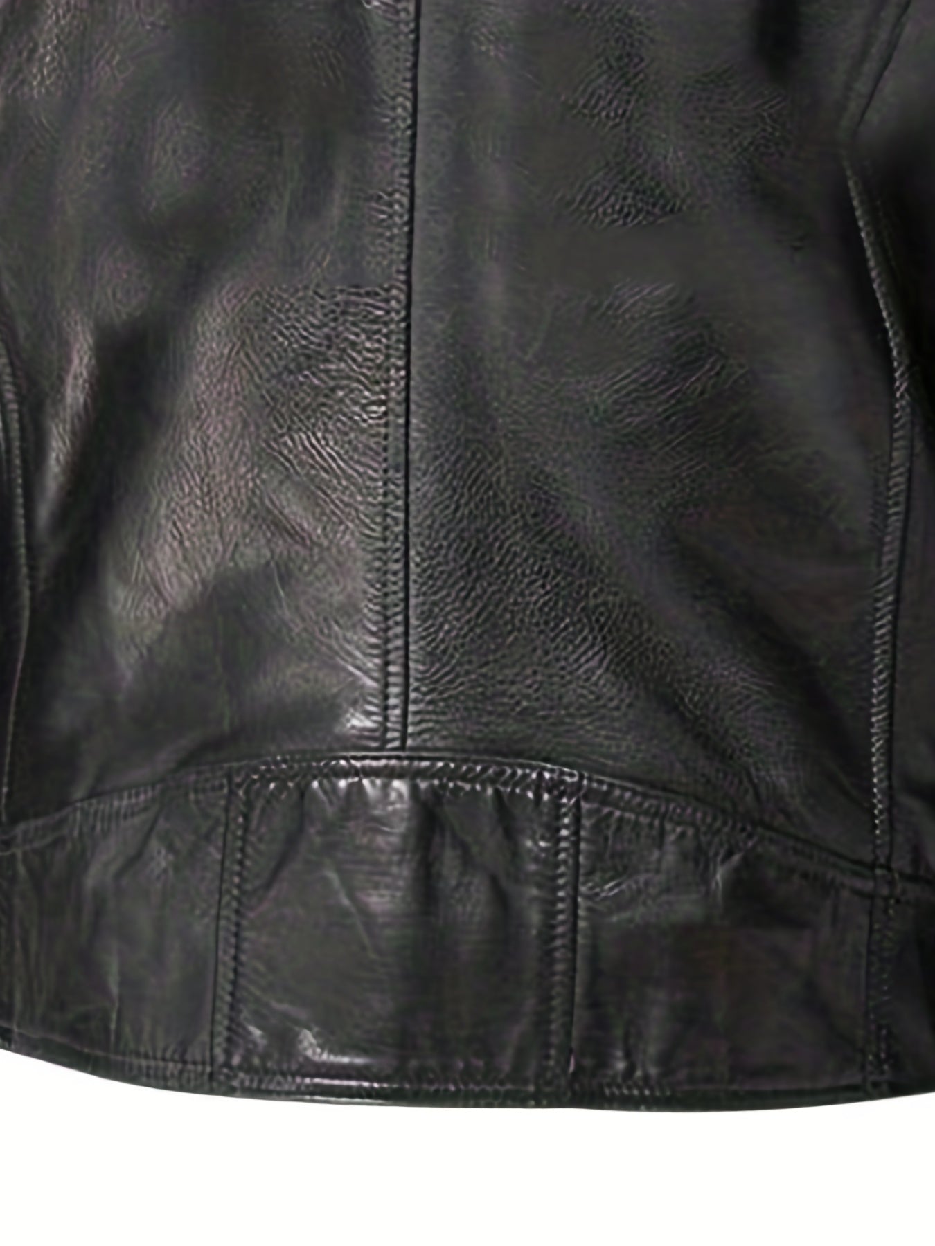 gbolsos Chic PU Jacket, Men's Casual Solid Color Zip Up Stand Collar Faux Leather Jacket For Spring Fall