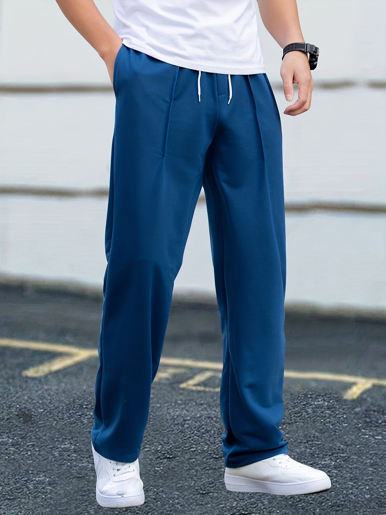 gbolsos Men's Casual Pants Drawstring Waist Straight Leg Work Track Pants
