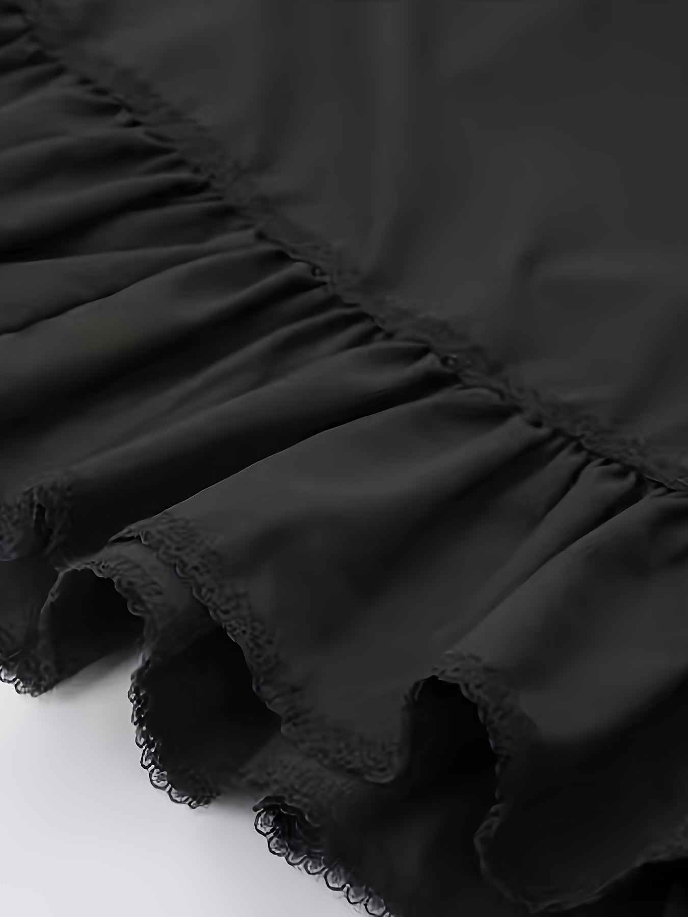 gbolsos Solid High Waist Button Decor Skirt, Casual A-line Ruffle Hem Lace Up Skirt, Women's Clothing