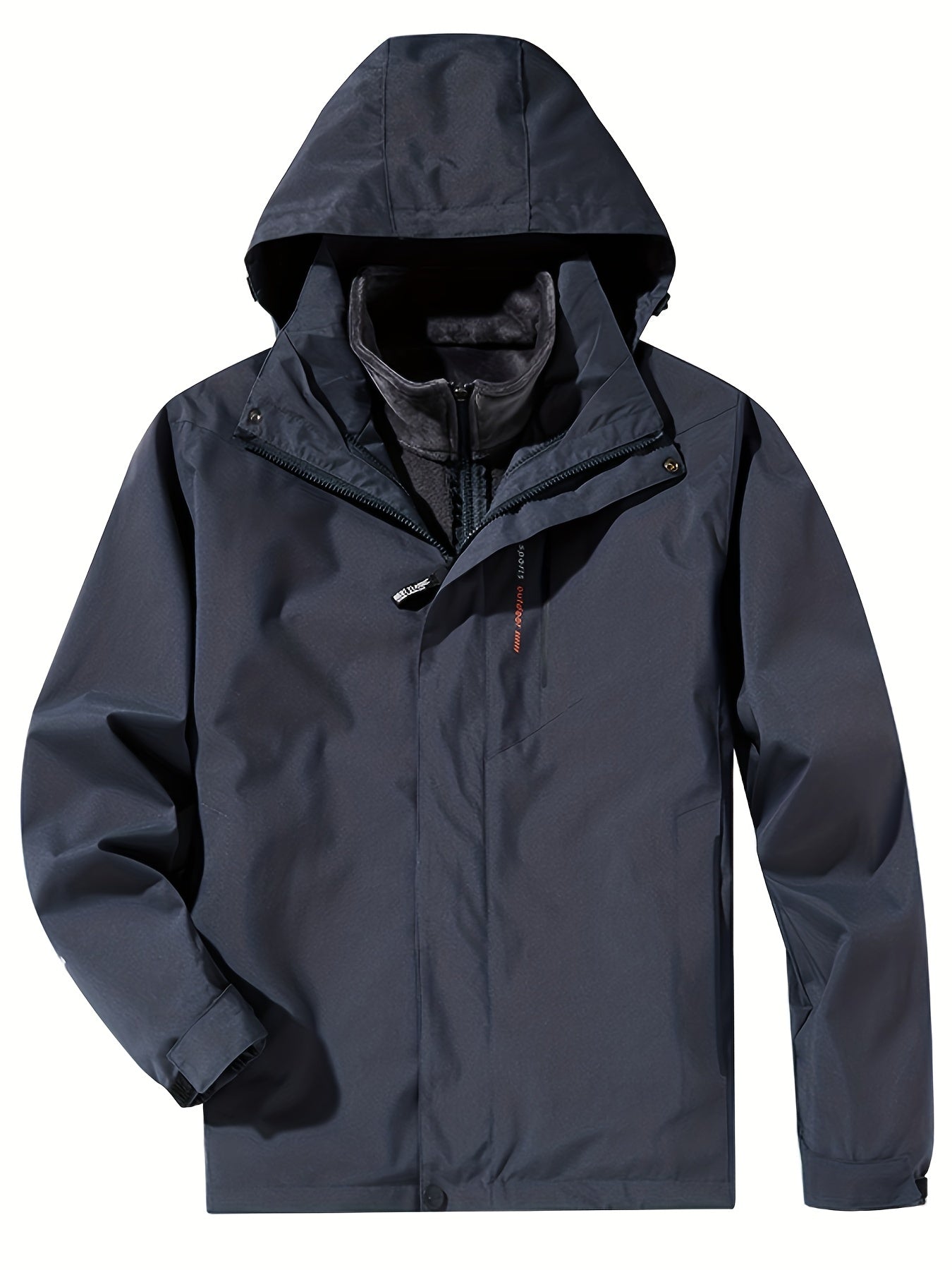 gbolsos One Size Smaller Men's Casual Double-Layer Hooded Trench Coat Winter