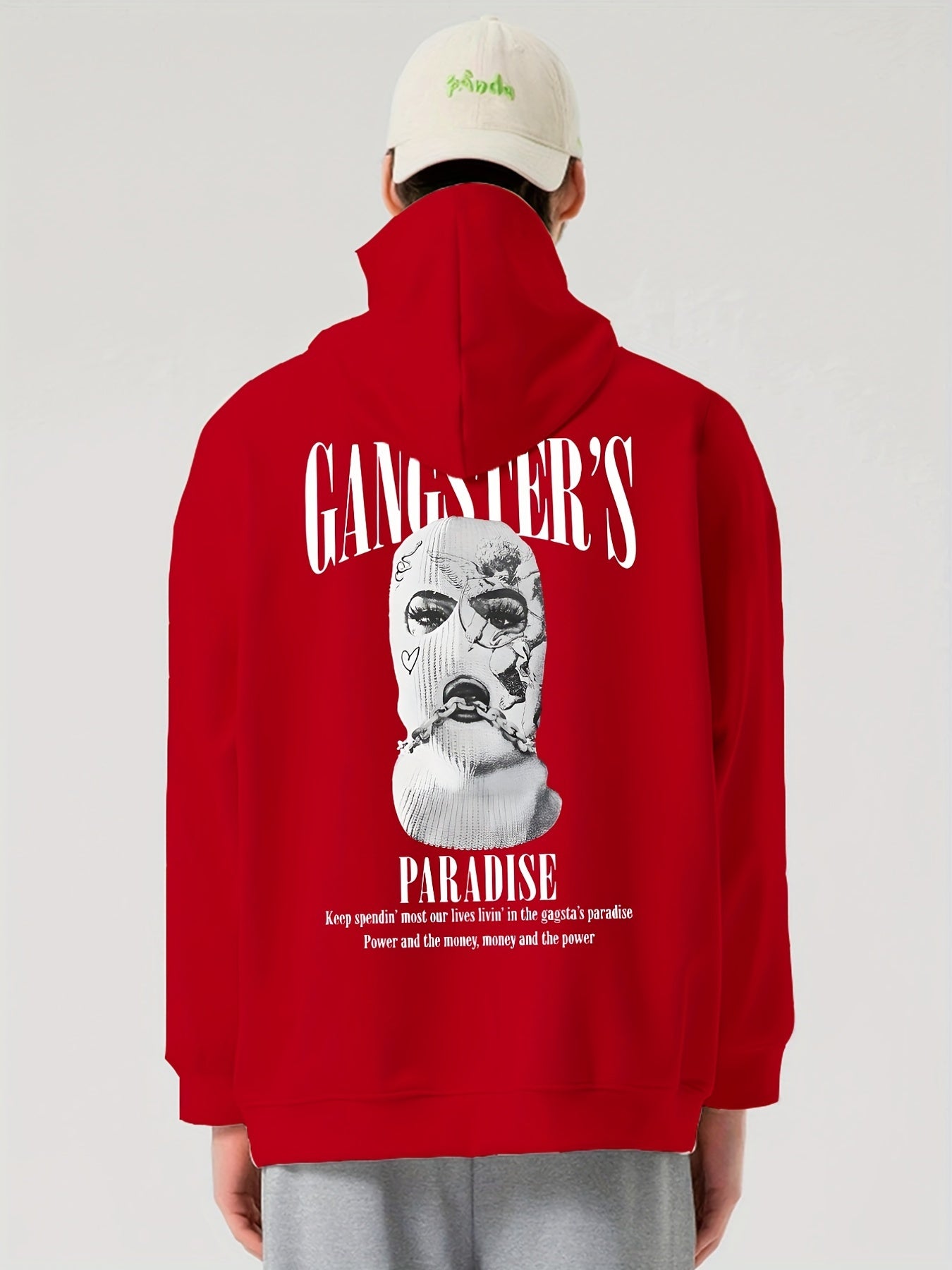 gbolsos Men's Stylish Paradise Print Hoodie, Active Slightly Stretch Breathable Hooded Sweatshirt For Outdoor Fall Winter