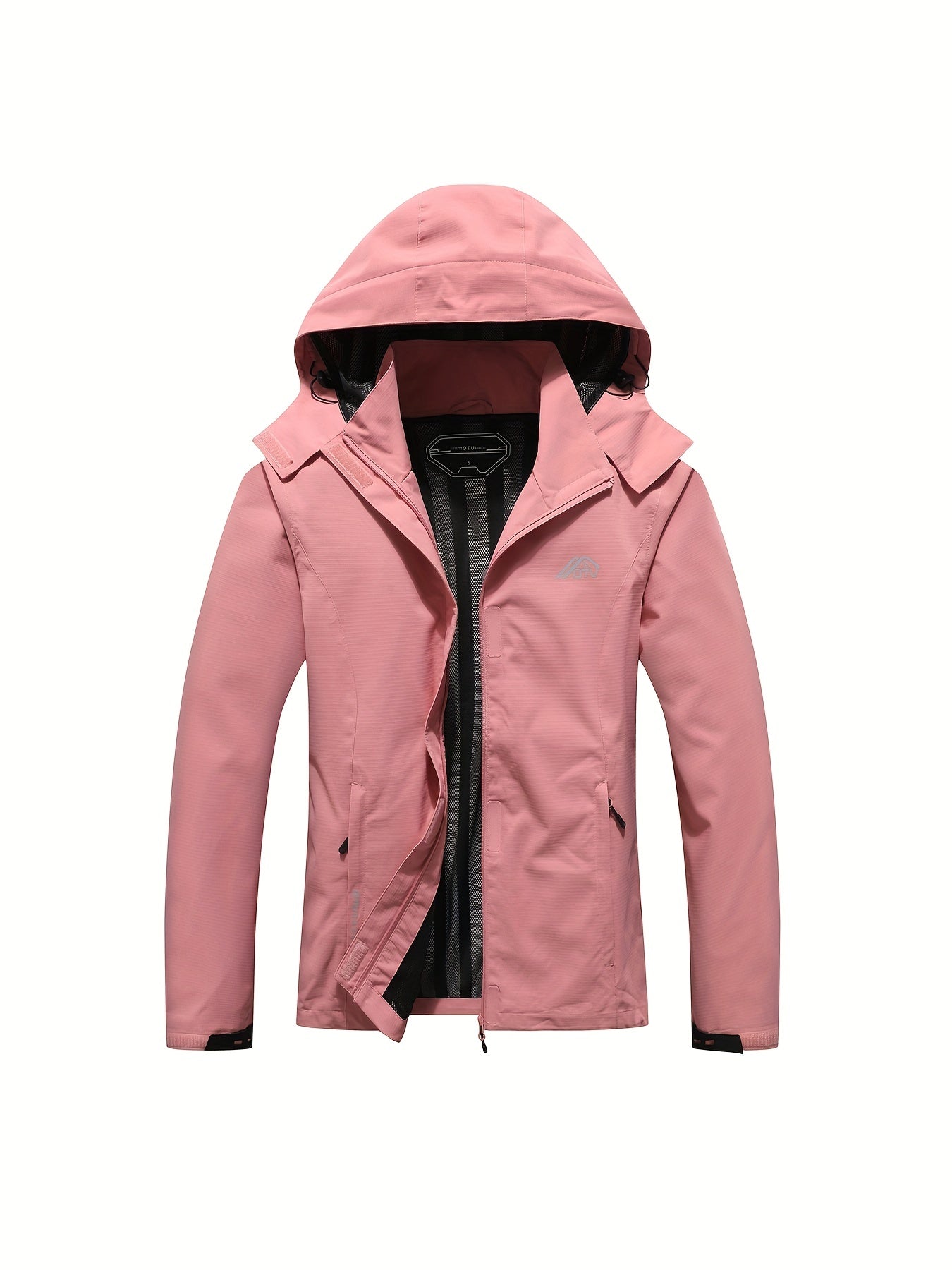 gbolsos Solid Color Waterproof Windproof Hooded Outdoor Jacket For Hiking Montaineering, Women's Outdoor Clothing