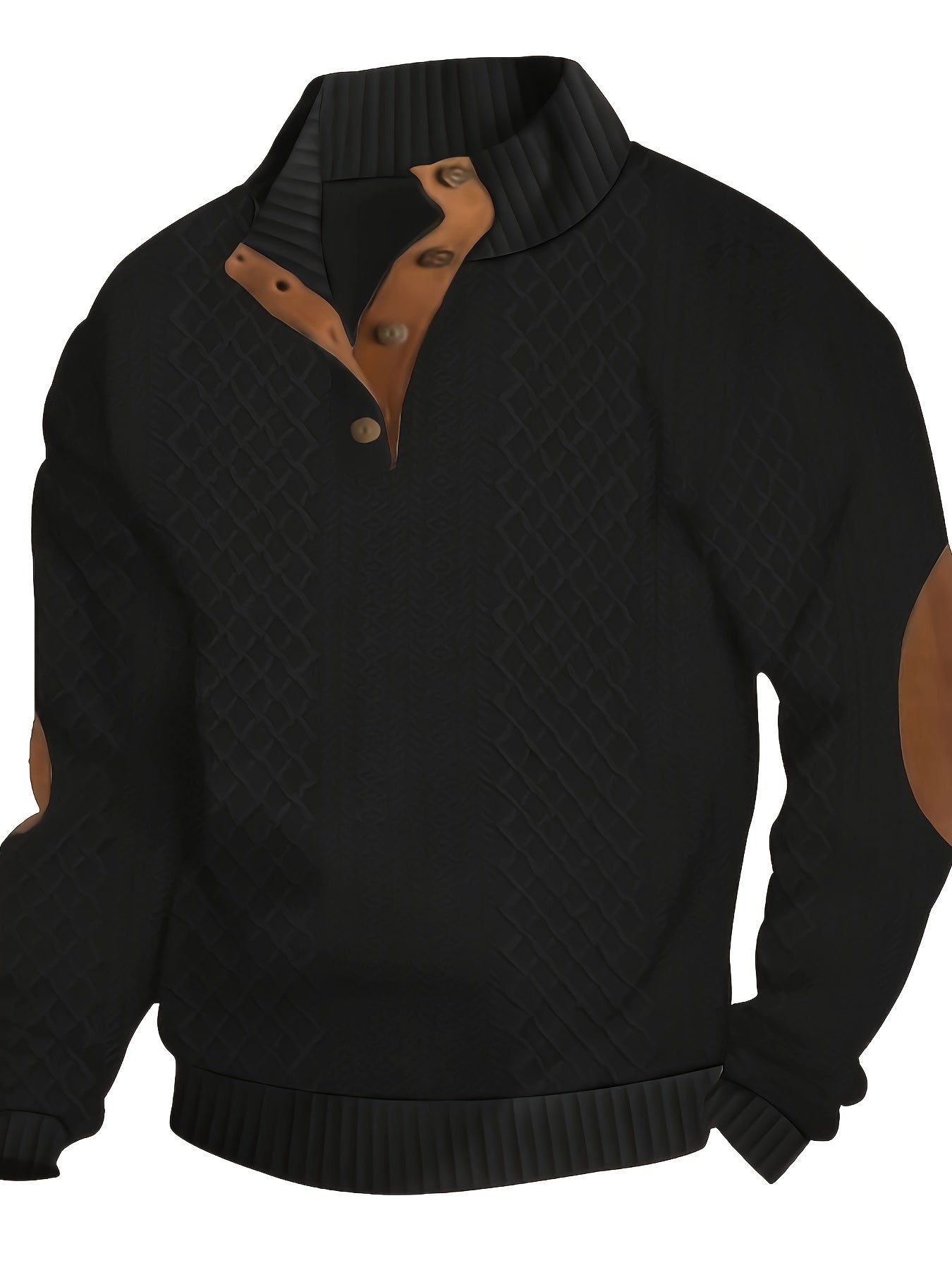gbolsos Trendy Solid Sweatshirt, Men's Casual Retro V Neck Stand Collar Sweatshirt For Men Fall Winter