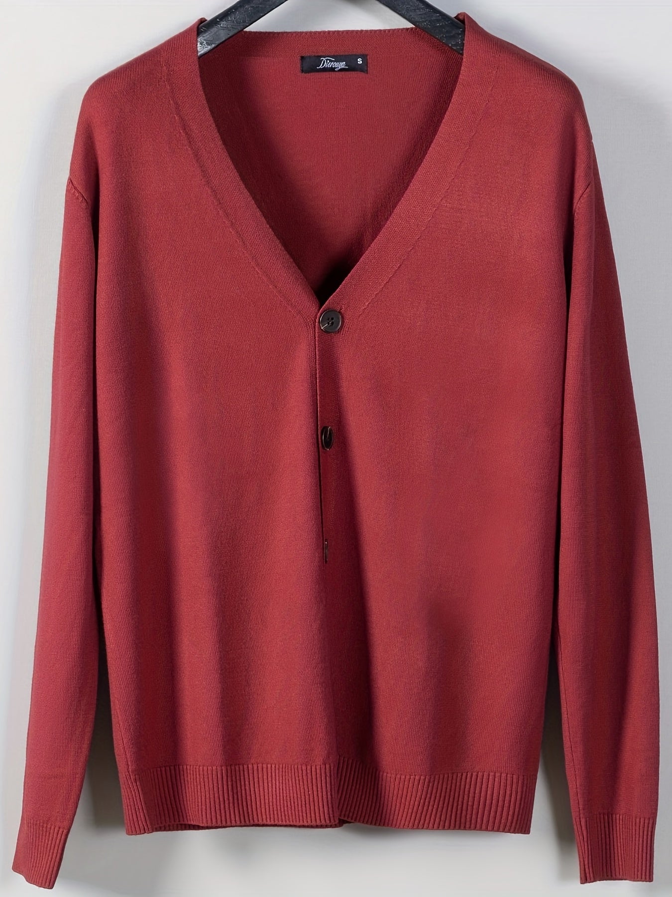 gbolsos Men's V-neck Casual Cardigan, Plain Thermal Regular Fit Knit Sweater For Spring Autumn