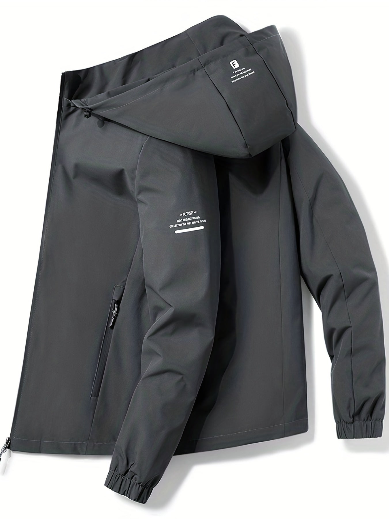 gbolsos Men's Soft-Shell Hooded Jacket, Casual Windproof & Waterproof Zip Up Detachable Hood Comfy Jacket For Outdoor