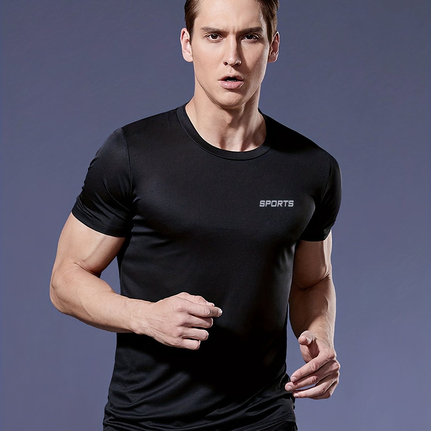gbolsos Men's Solid Color Ultralight Quick Dry Sport T-Shirt, Breathable Lightweight Top For Fitness Training Workout Running Gym
